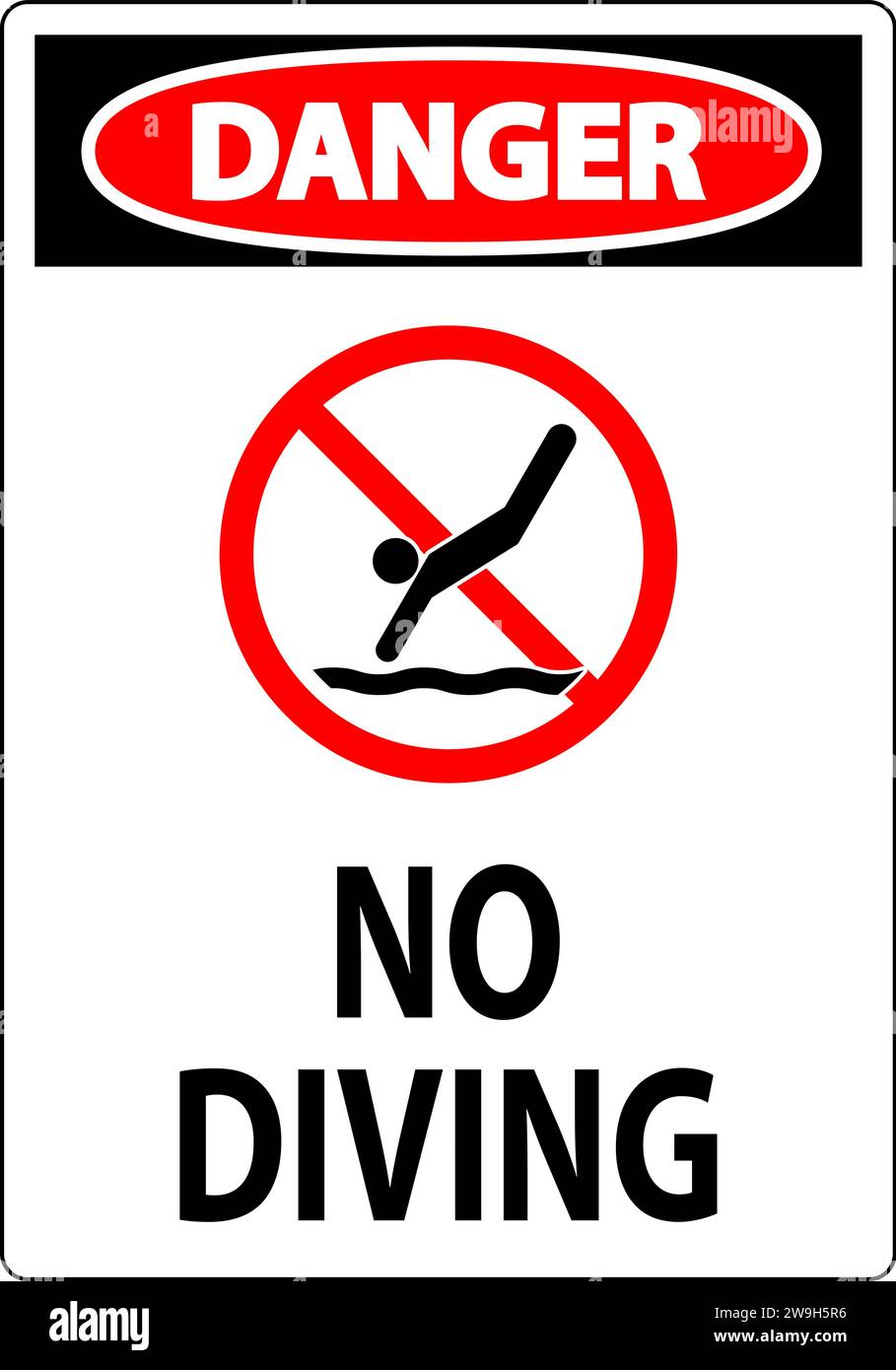 Schwimmbadschild Gefahr Kein Tauchen Stock Vektor