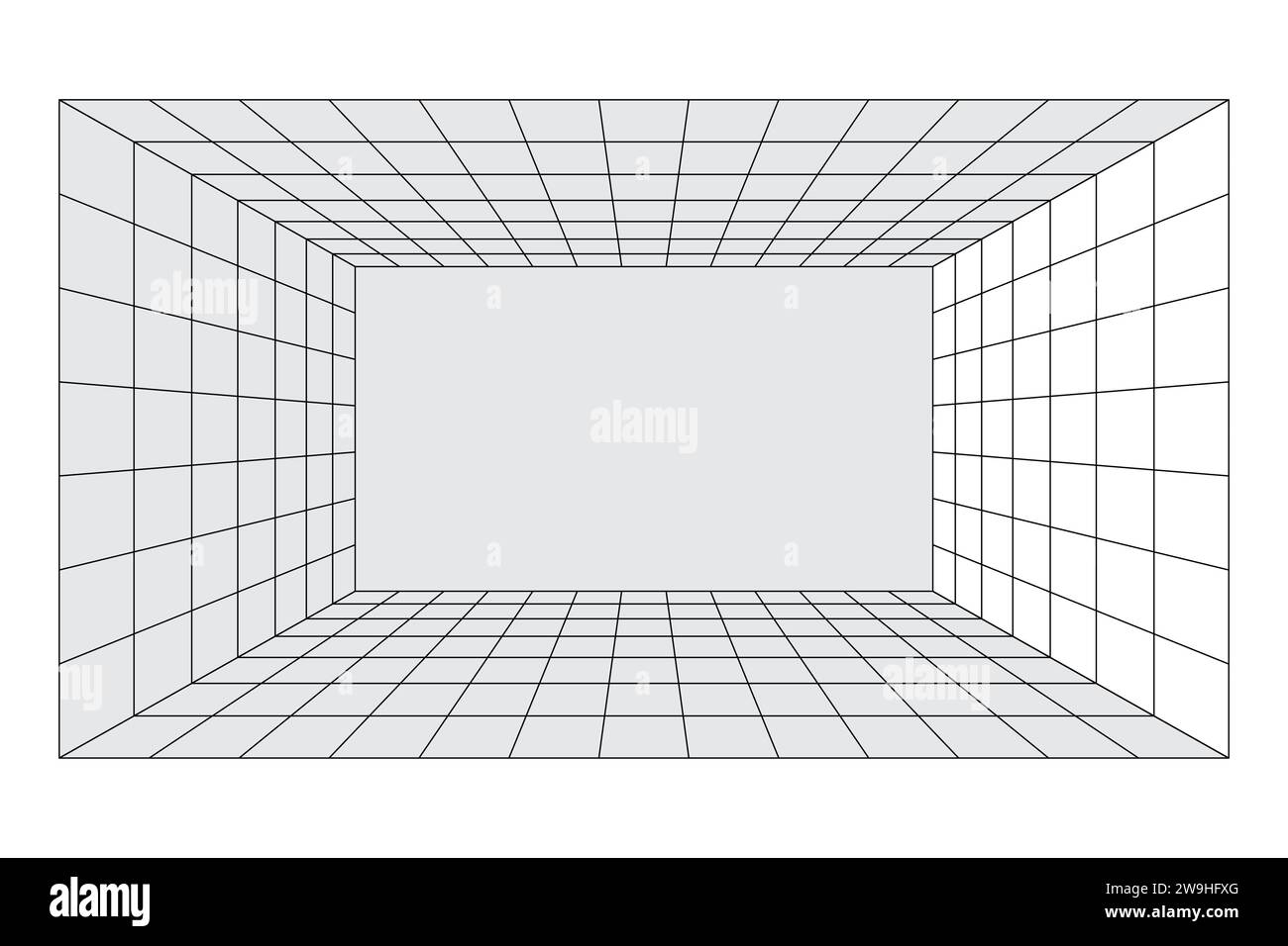 Illustration des Hintergrundvektors des perspektivischen Rasterraums. Stock Vektor