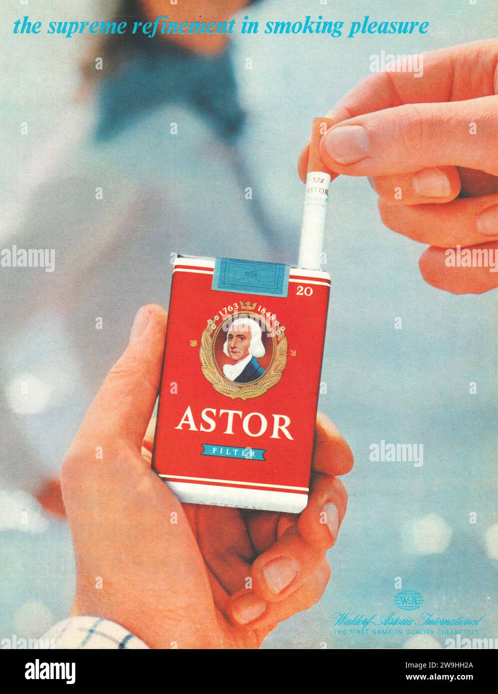 1968 Astor Zigaretten Ad. Waldorf-Astoria Zigarettenfabrik Stockfoto