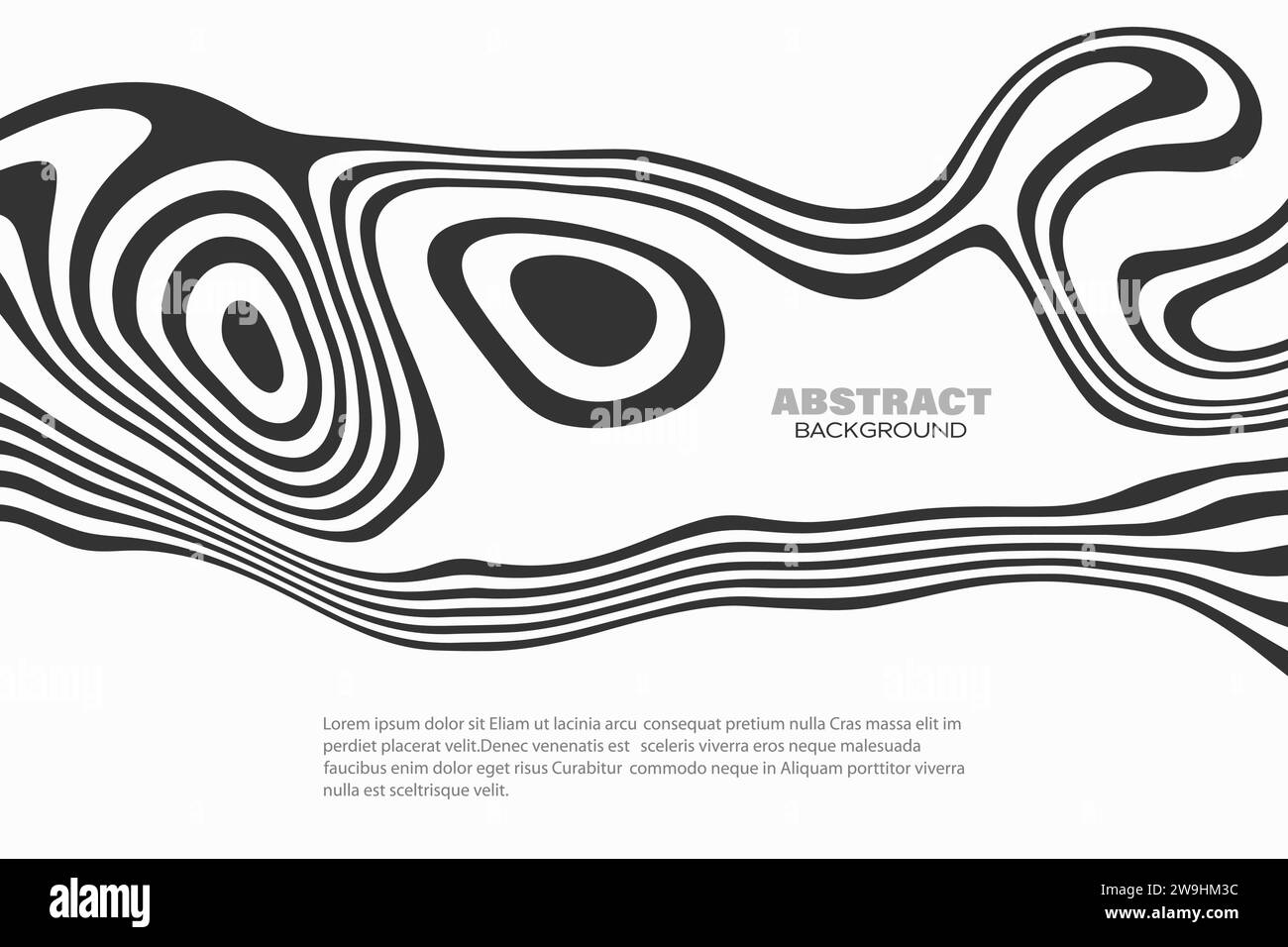 Optische Kunst. Abstraktes Wellenhintergrundedesign in Schwarz und weiß. Stock Vektor