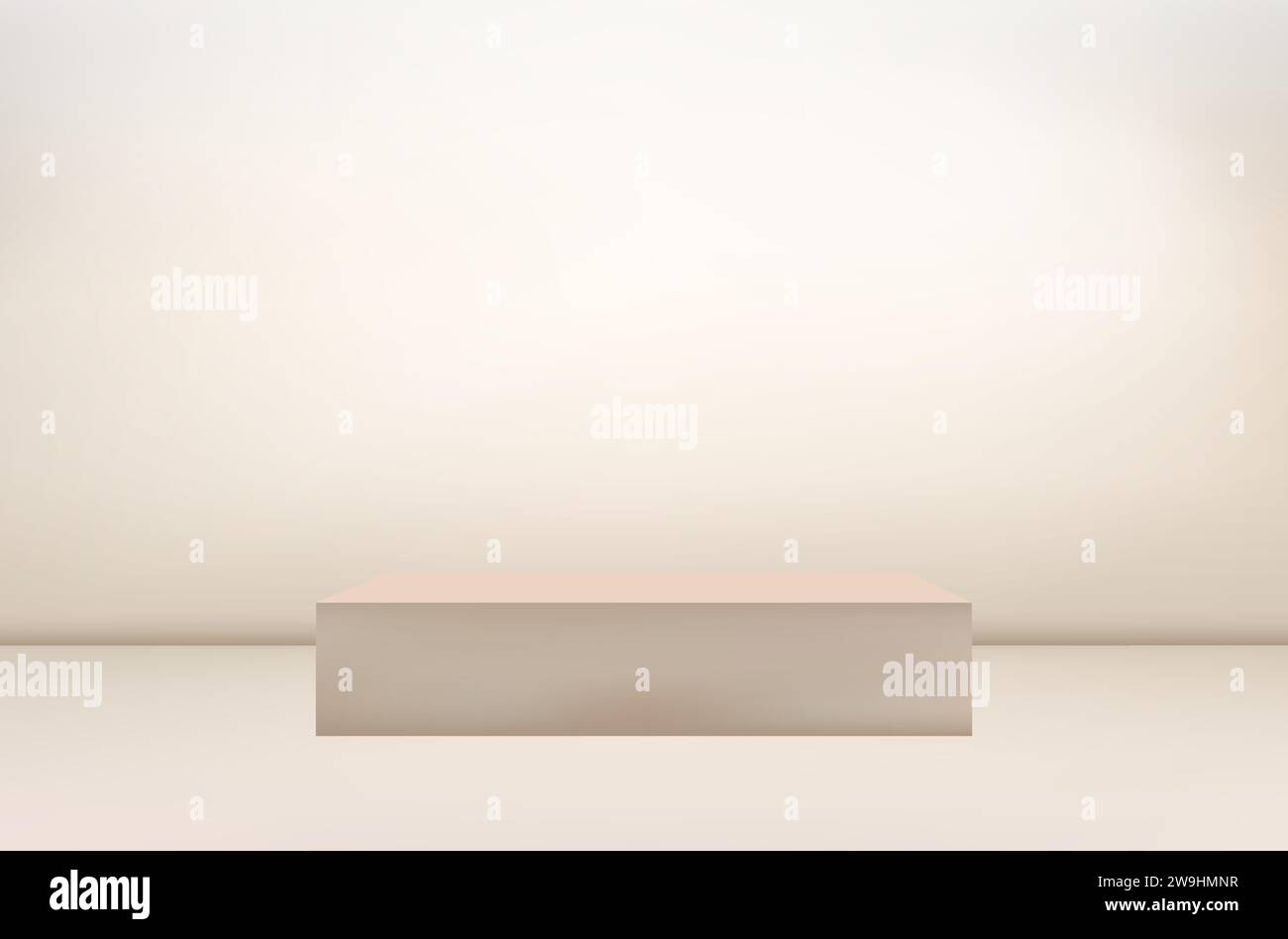 3D-Sockel leer quadratisch Werbevitrine auf Podium, minimalistischer Studiohintergrund. Stock Vektor
