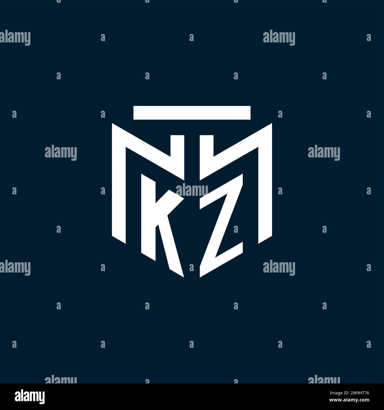 Initiallogo mit KZ-Monogramm und abstraktem geometrischem Design Stock Vektor