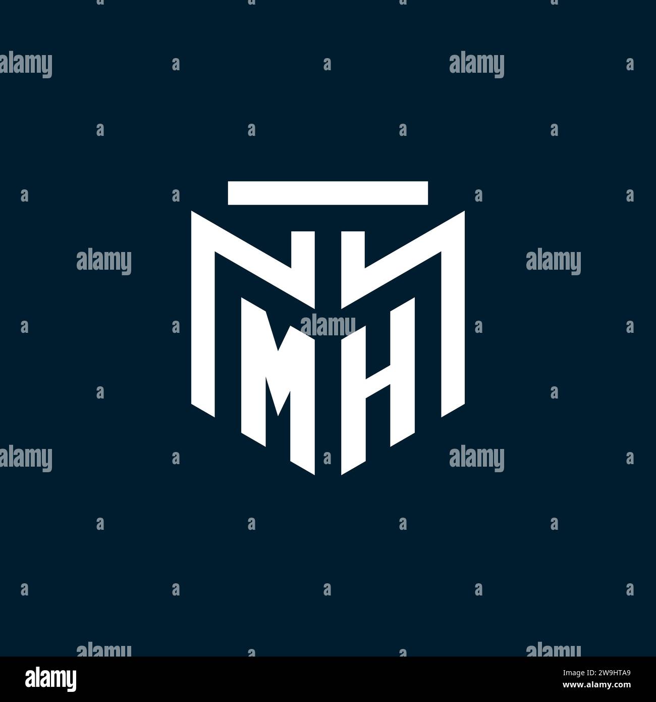 Initiallogo mit MH-Monogramm und abstraktem geometrischem Design Stock Vektor