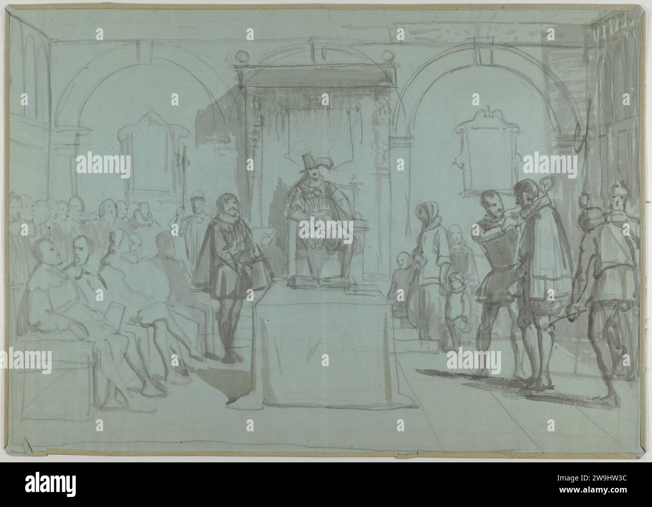 König Christian IV. Von Dänemark verurteilte Christoffer Rosenkrantz; Verso: Don Quijote und andere bei der Puppentheater-Meisterausstellung 2014 von Wilhelm Marstrand Stockfoto