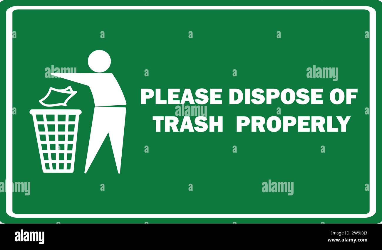 Papierkorb im Abfallbehälter entsorgen | Papierkorbschild | Recycling-Symbol Symbol nicht verwerfen Stock Vektor