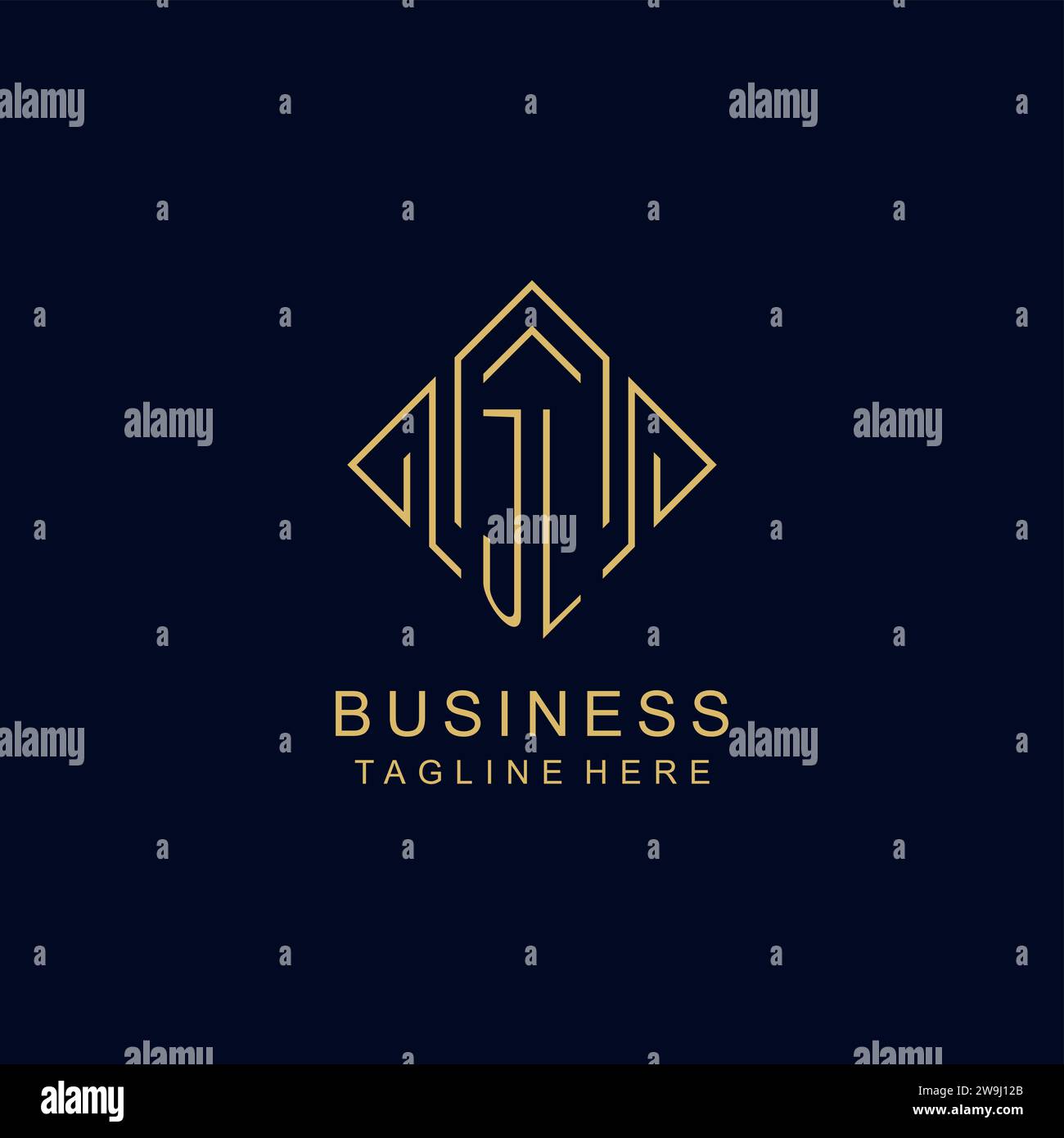 Initial-Logo JL Monogramm mit Rautenlinie Design Vektorgrafik Stock Vektor