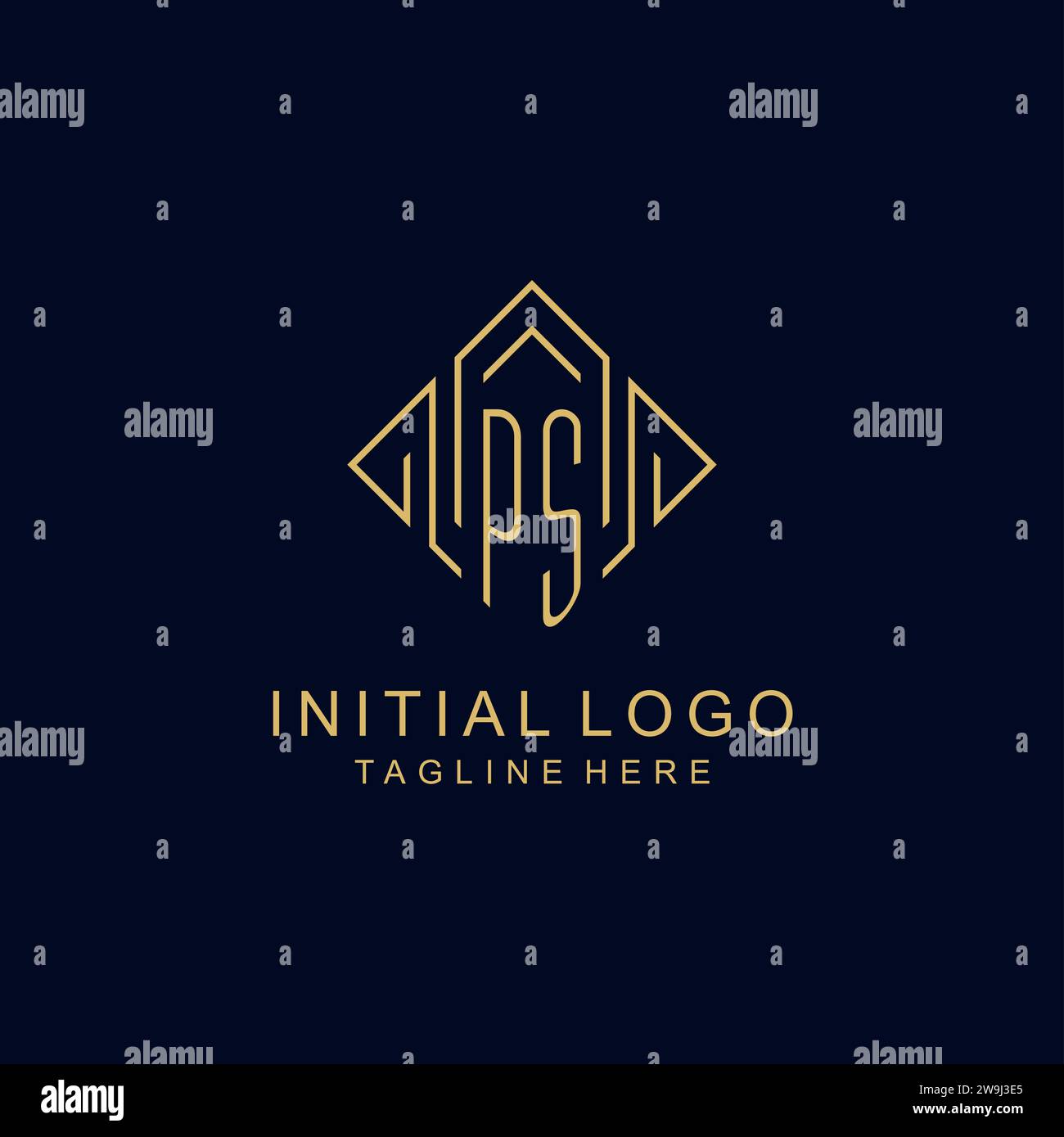 Ursprüngliches PS-Monogramm mit Rautendesign-Vektorgrafik Stock Vektor