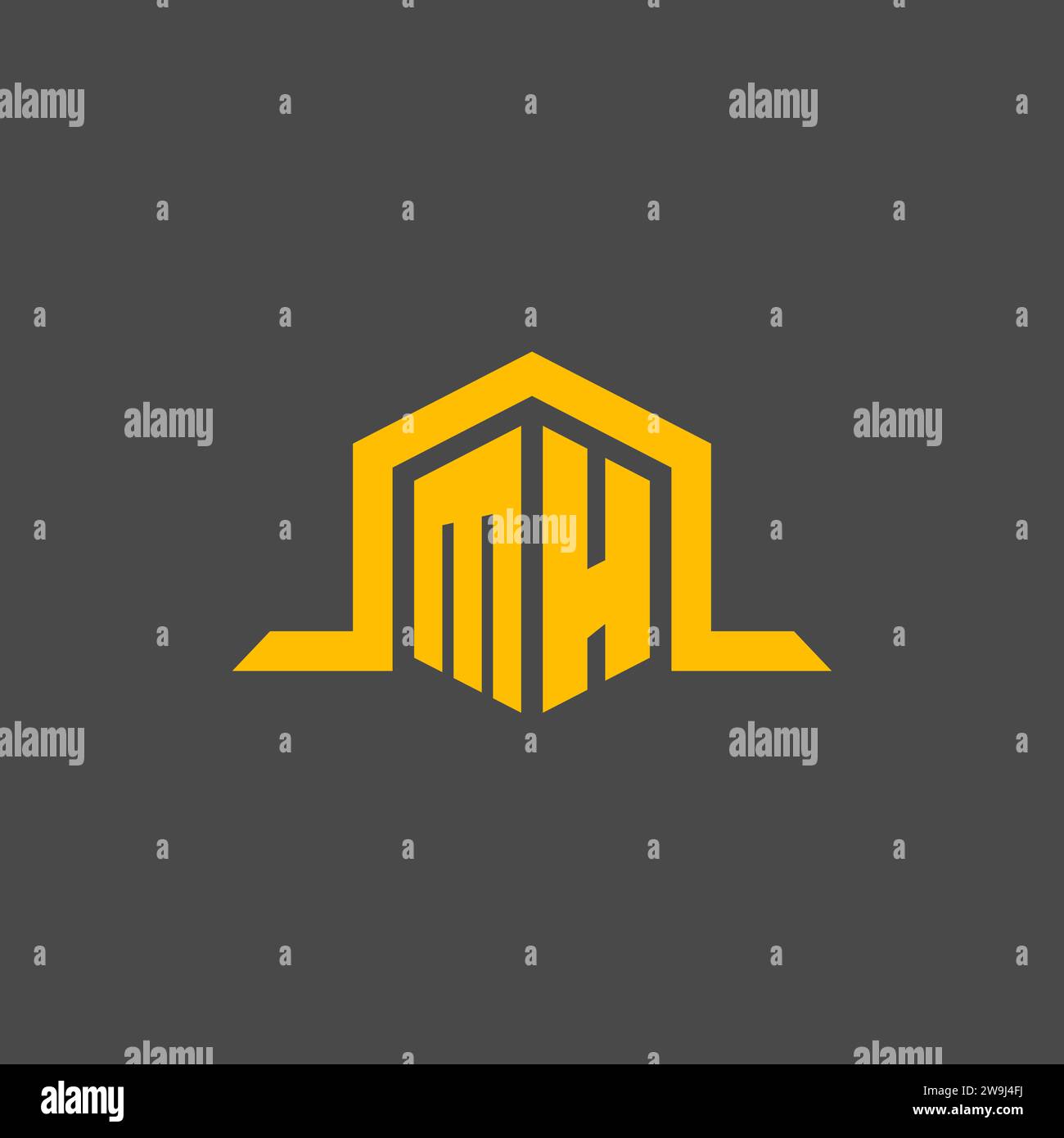 Erstes MH-Monogramm-Logo mit sechseckigen Design-Ideen Stock Vektor