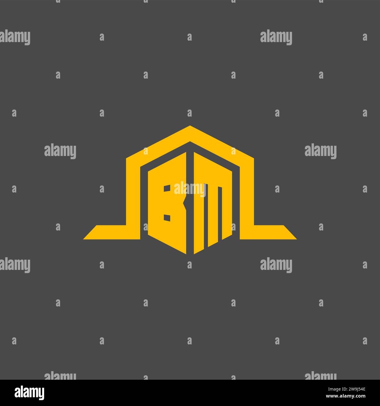 BM-Monogramm-Initiallogo mit sechseckigen Design-Ideen Stock Vektor