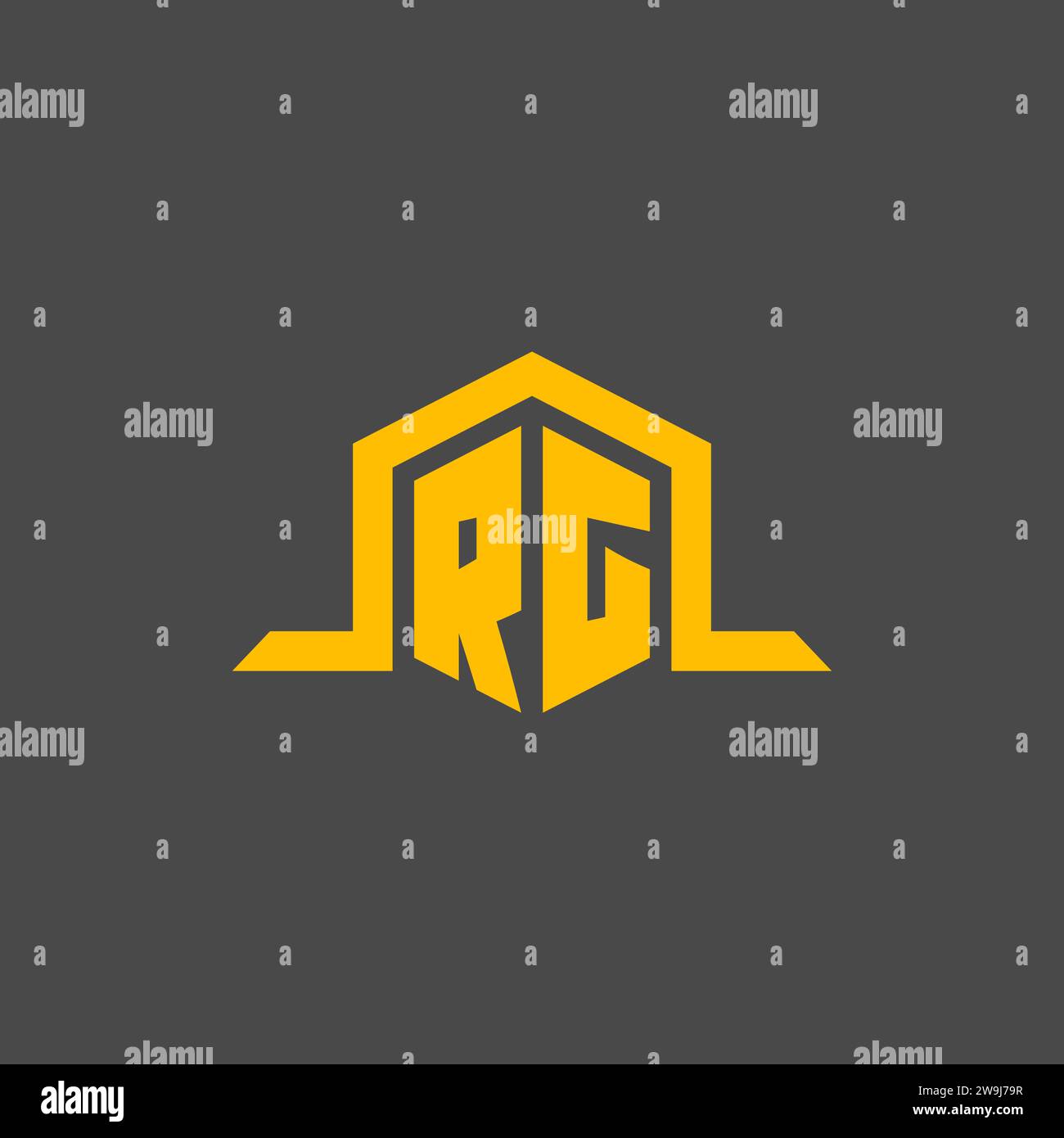 Initiallogo mit RG-Monogramm und sechseckigen Design-Ideen Stock Vektor