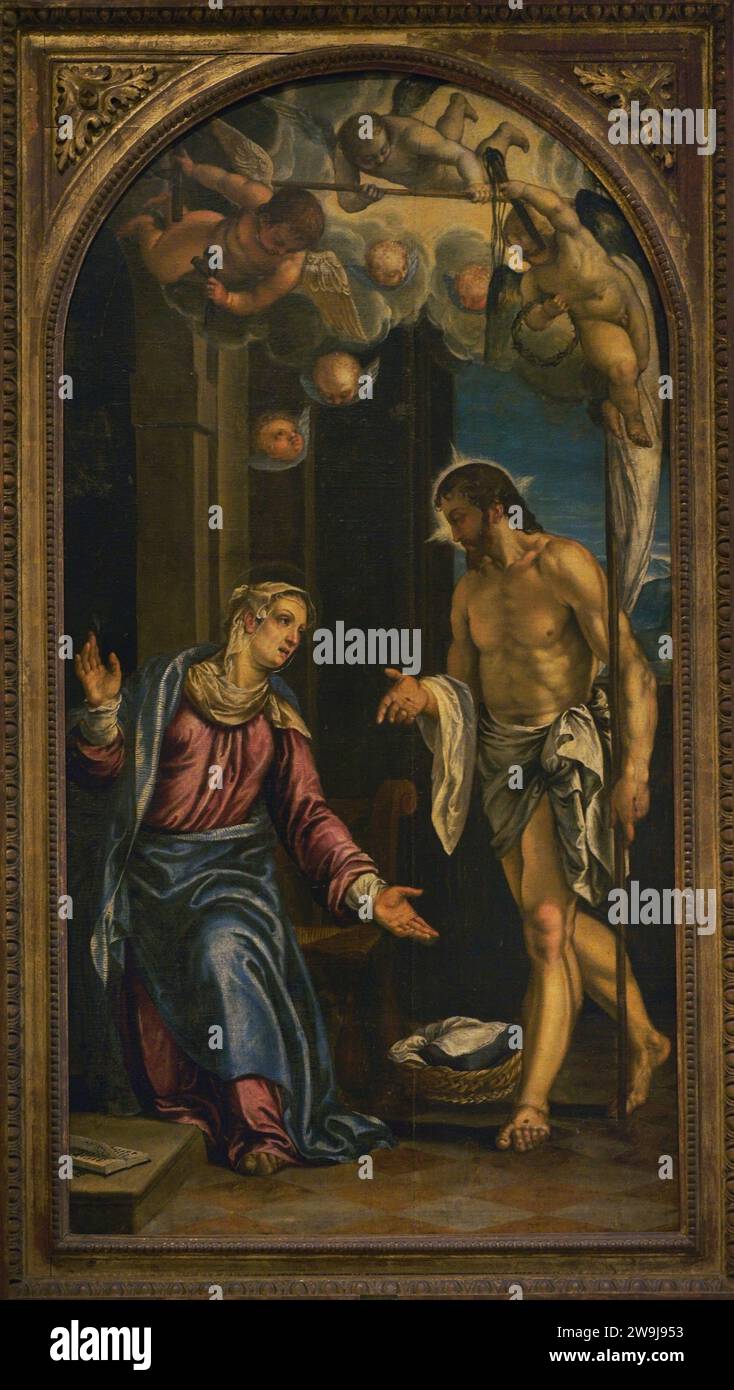 Francesco Montemezzano (1555-nach 1602). Italienischer Maler. Der auferstandene Christus erscheint der Jungfrau. Öl auf Leinwand. Museo Civico Ala Ponzone. Cremona. Lombardei. Italien. Stockfoto