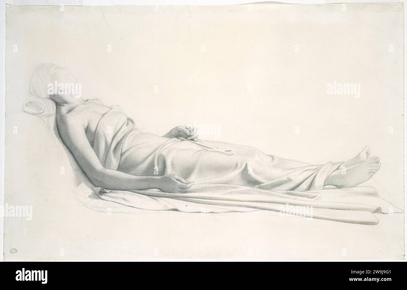 Drapierenstudie für die Figur der sterbenden Maria Magdalen 1990 von Paul (Hippolyte) Delaroche Stockfoto