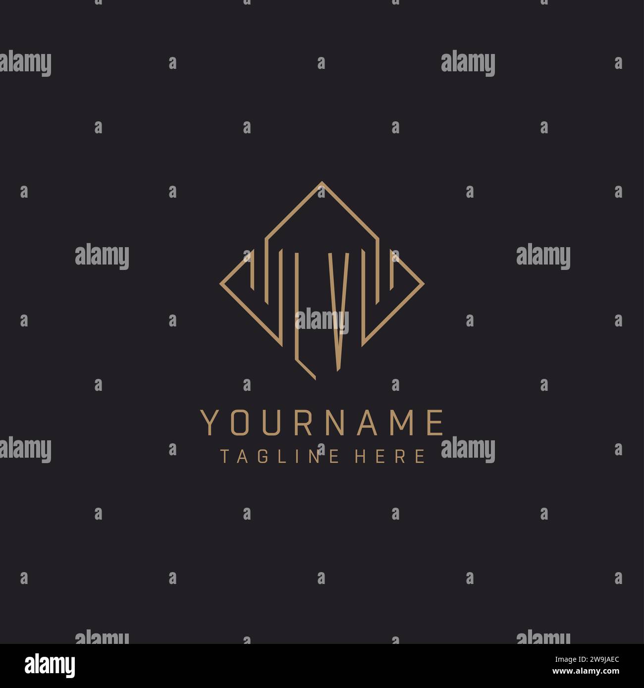 Monogramm LV mit Rautenlinie Logo Stil, luxuriöse elegante Logodesign Ideen Vektorgrafik Stock Vektor