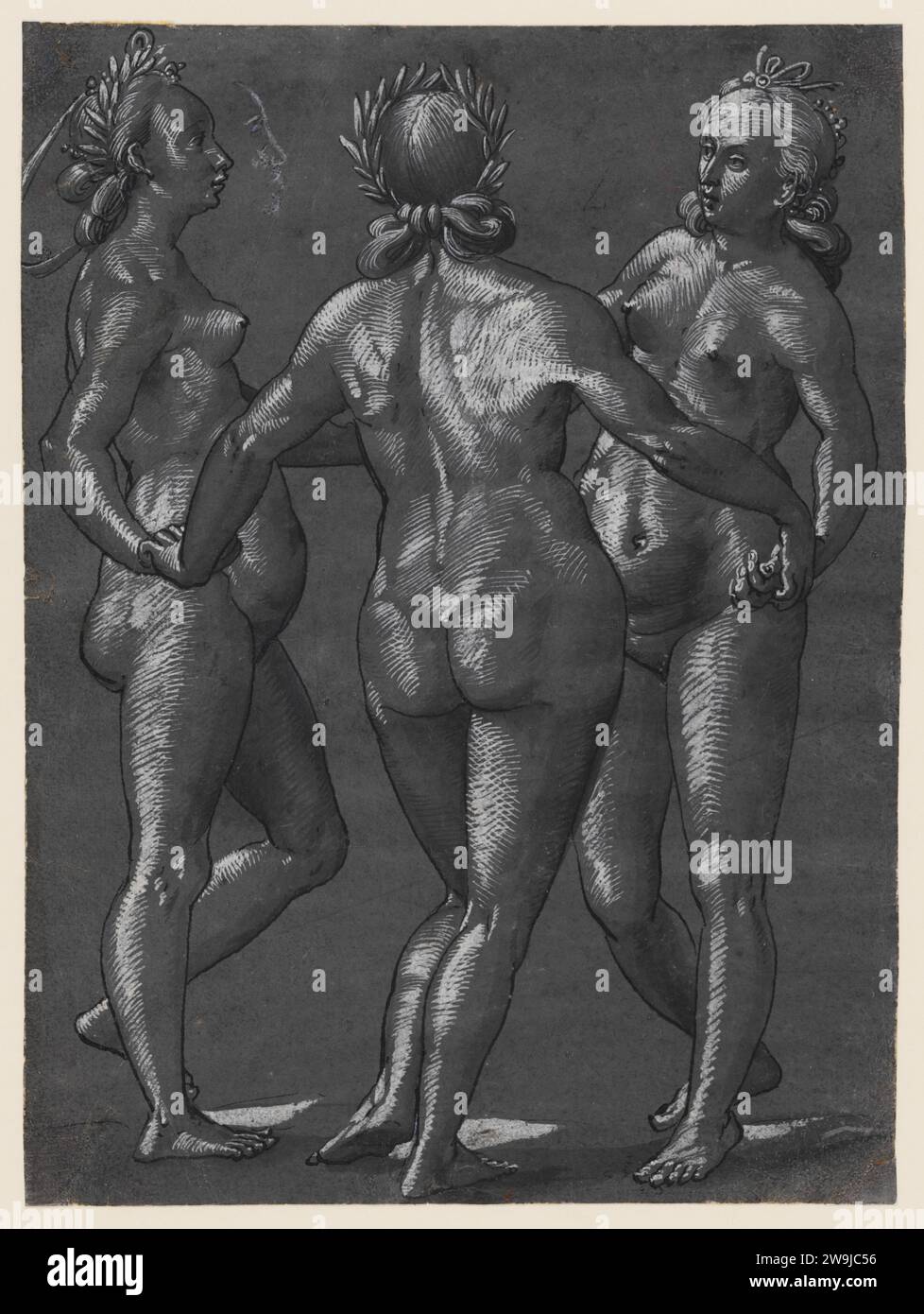 The Three Graces (Recto); vier Putten, die sich in verschiedenen Aktivitäten (verso) 2022 von Christoph Murer engagieren Stockfoto