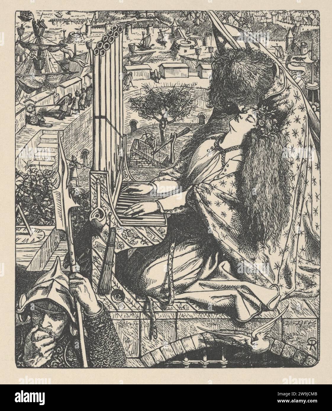 St. Cecily / Cecilia (Illustration für den Palast der Kunst in Tennysons Gedichten, New York, 1903) 1928 von Dante Gabriel Rossetti Stockfoto