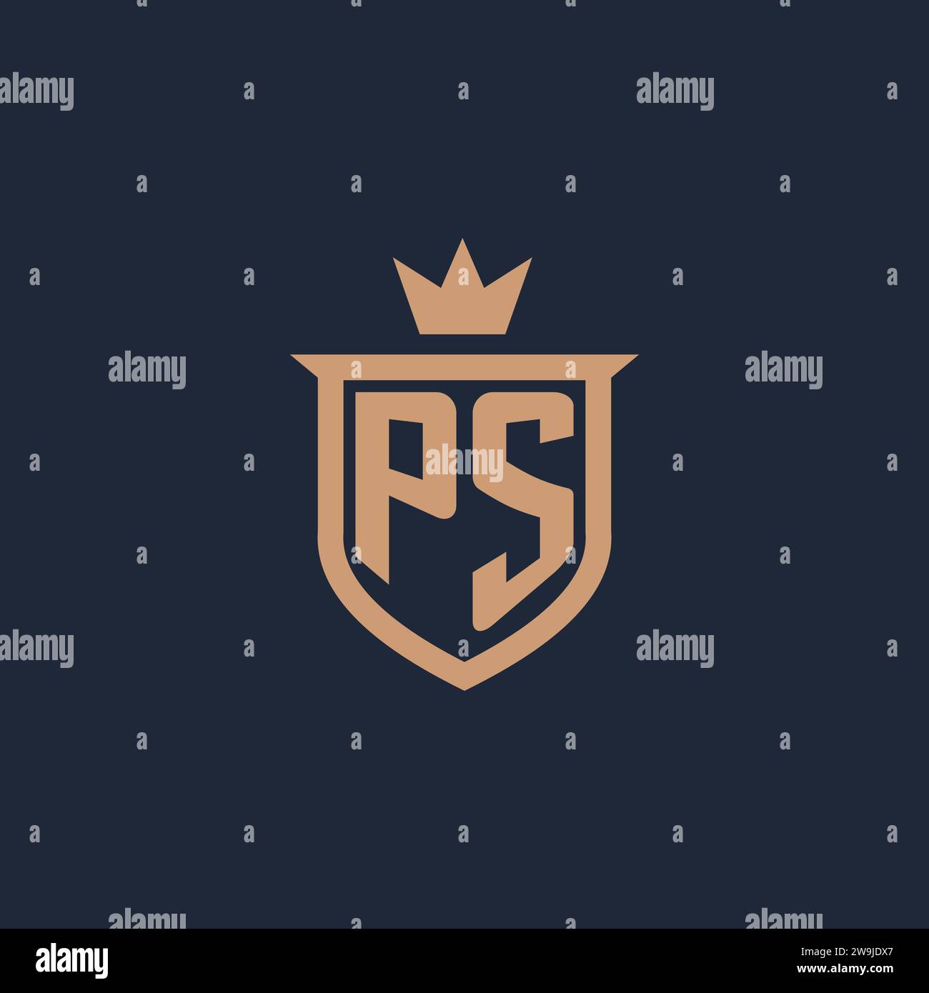 PS-Monogramm-Logo mit Design-Ideen für Schild und Krone Stock Vektor