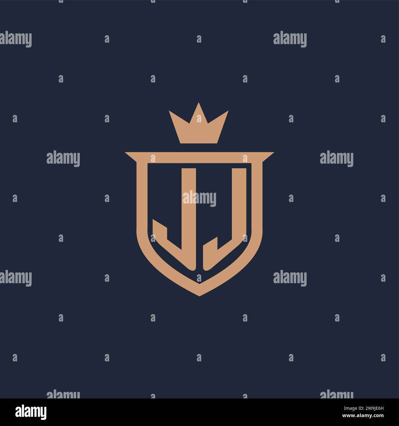 JJ-Monogramm-Initiallogo mit Design-Ideen für Schild und Krone Stock Vektor