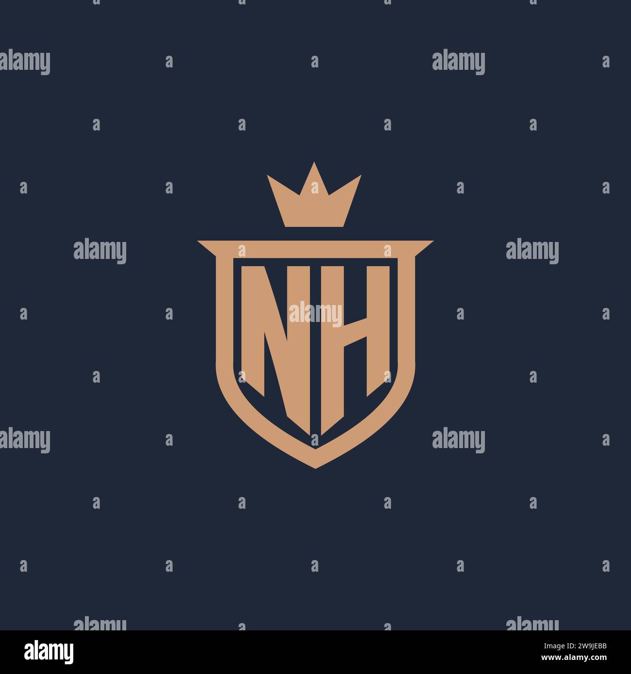NH-Monogramm-Initiallogo mit Design-Ideen für Schild und Krone Stock Vektor