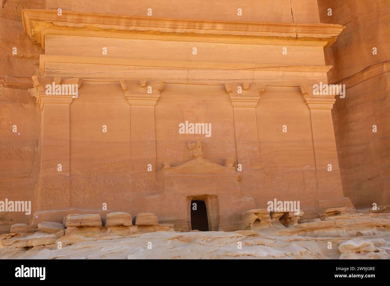 Fassade von Qasr al Farid in Hegra in Saudi-Arabien Stockfoto