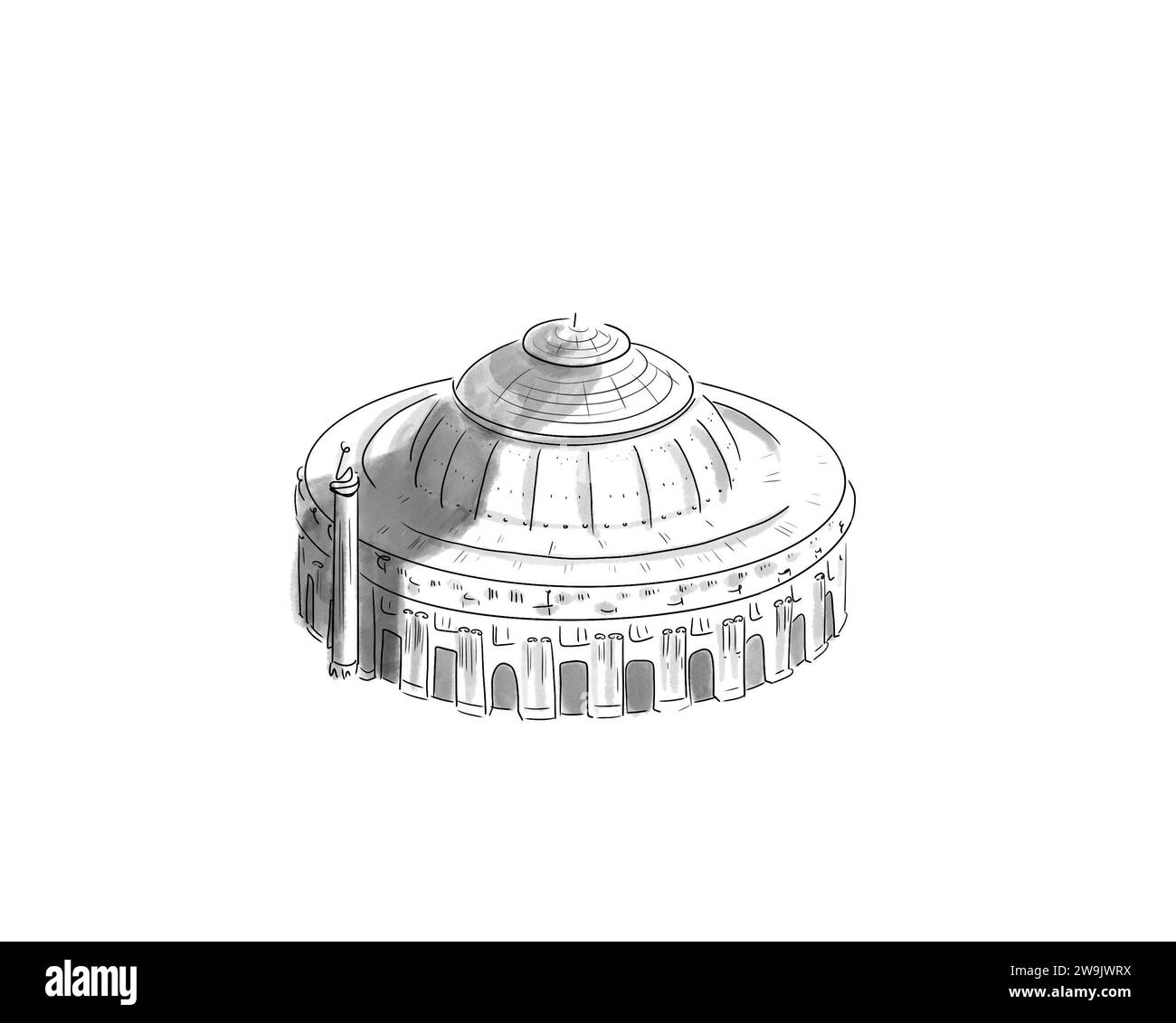 Illustration en noir et blanc de Monument de Paris, Bourse du Commerce Stockfoto