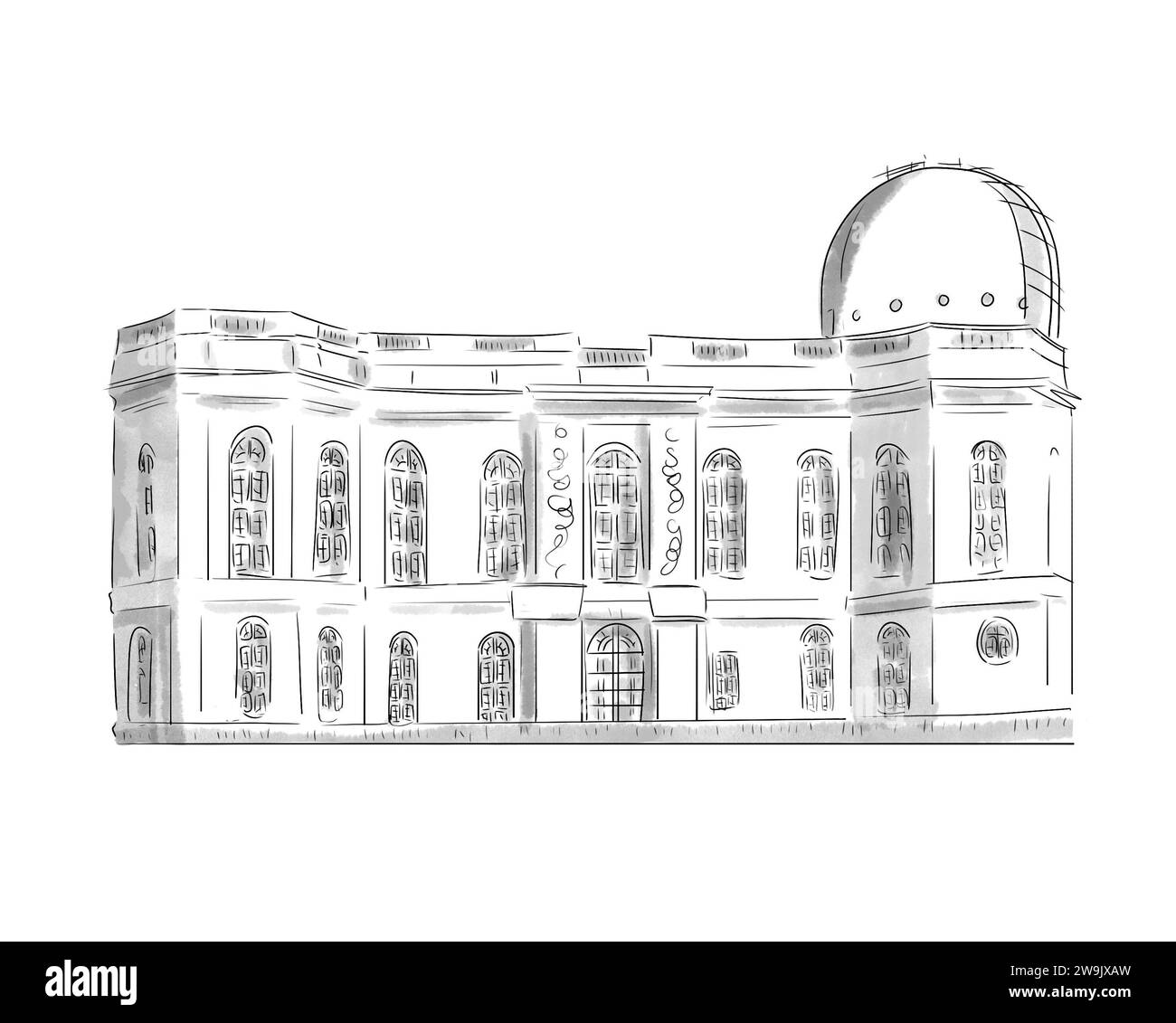 Illustration en noir et blanc de Monument de Paris, Observatoire de Paris Stockfoto