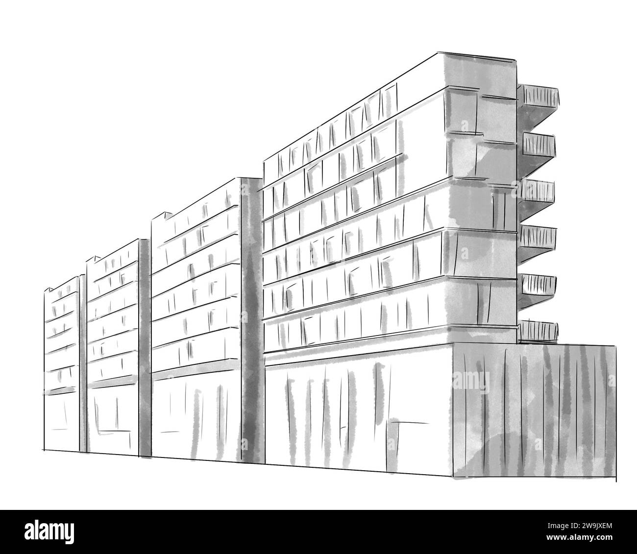 Illustration en noir et blanc de Monument de Paris, Bibliothèque Jacqueline de Romilly Stockfoto