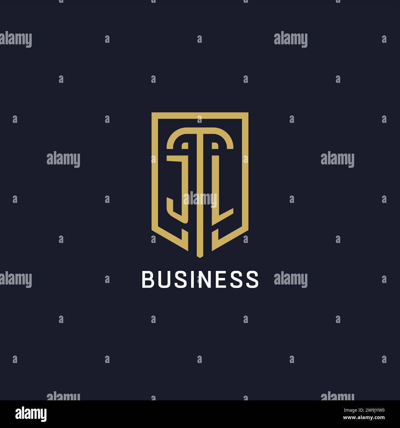 Ursprüngliches JL Shield Logo luxuriöser Stil, Creative Company Logo Design Vektorgrafik Stock Vektor