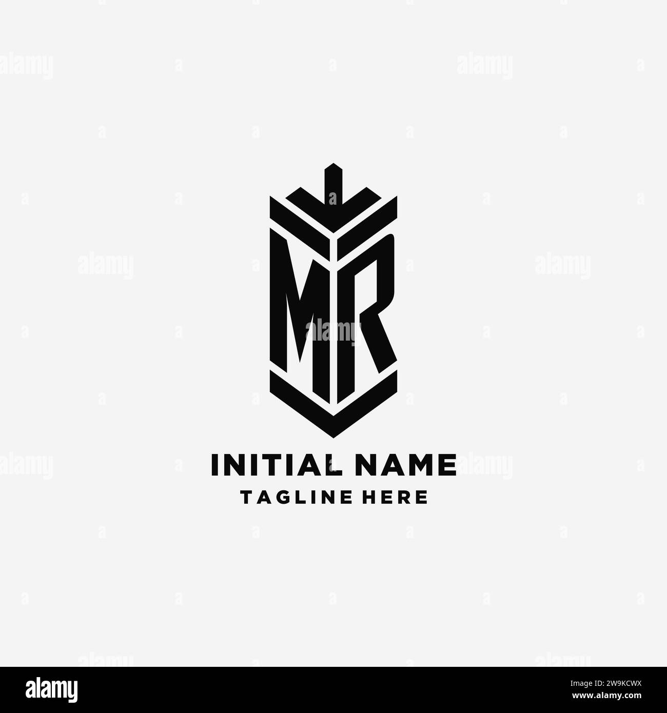 Initialen MR Shield Logo Design, kreative Monogramm Logo Inspiration Vektor Grafik Stock Vektor