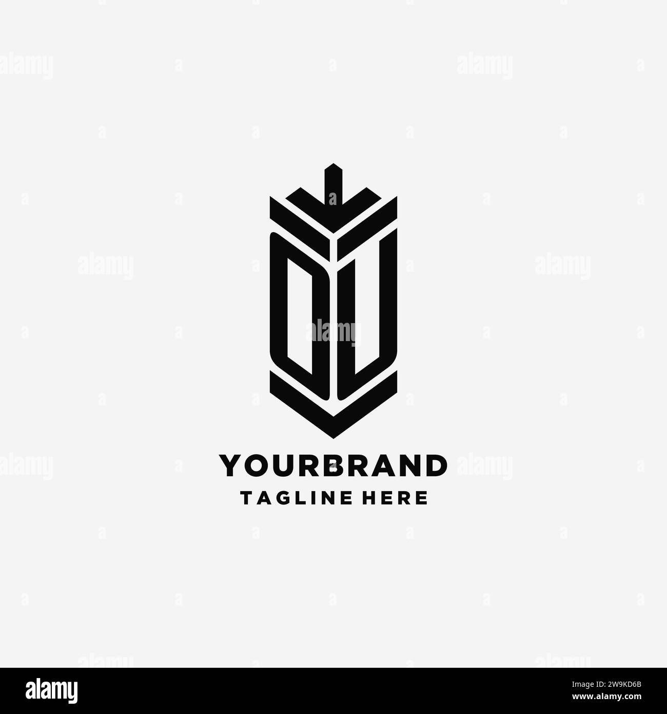 Initialen des OU-Shield-Logos, kreative Vektorgrafik mit Monogramm-Logo Stock Vektor