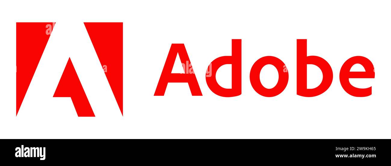 Adobe-Logo. Redaktionelle Illustration isoliert auf weißem Hintergrund Stock Vektor