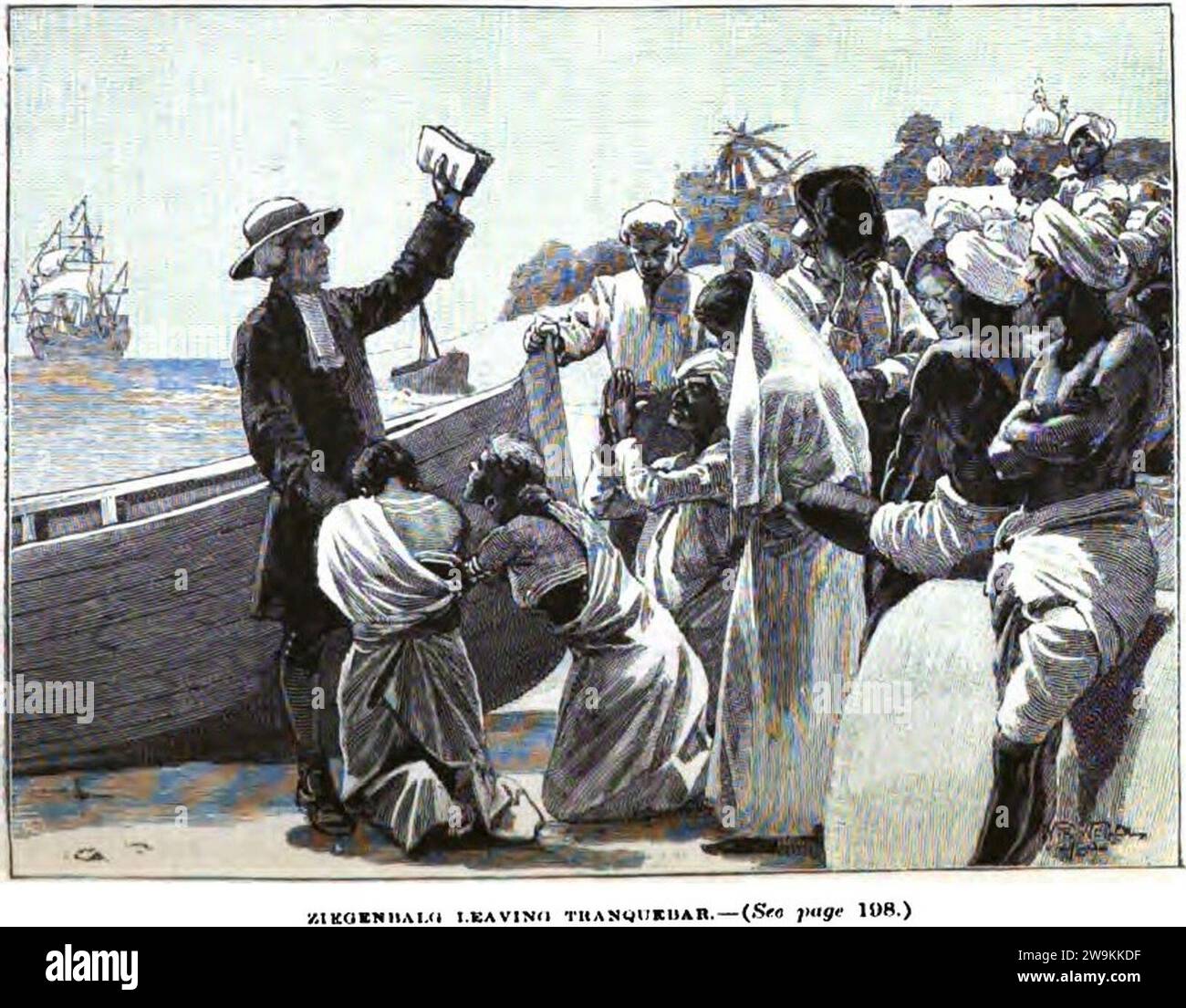 Ziegenbalg verlässt Tranquebar (S.170) - Copy. Stockfoto