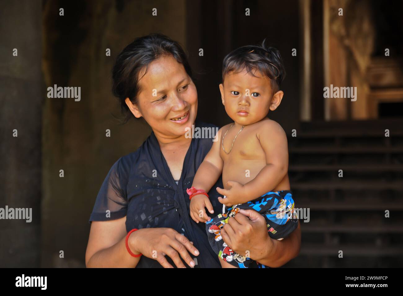 Mutter Und Kind, Angkor Wat, Siem Reap Stockfoto