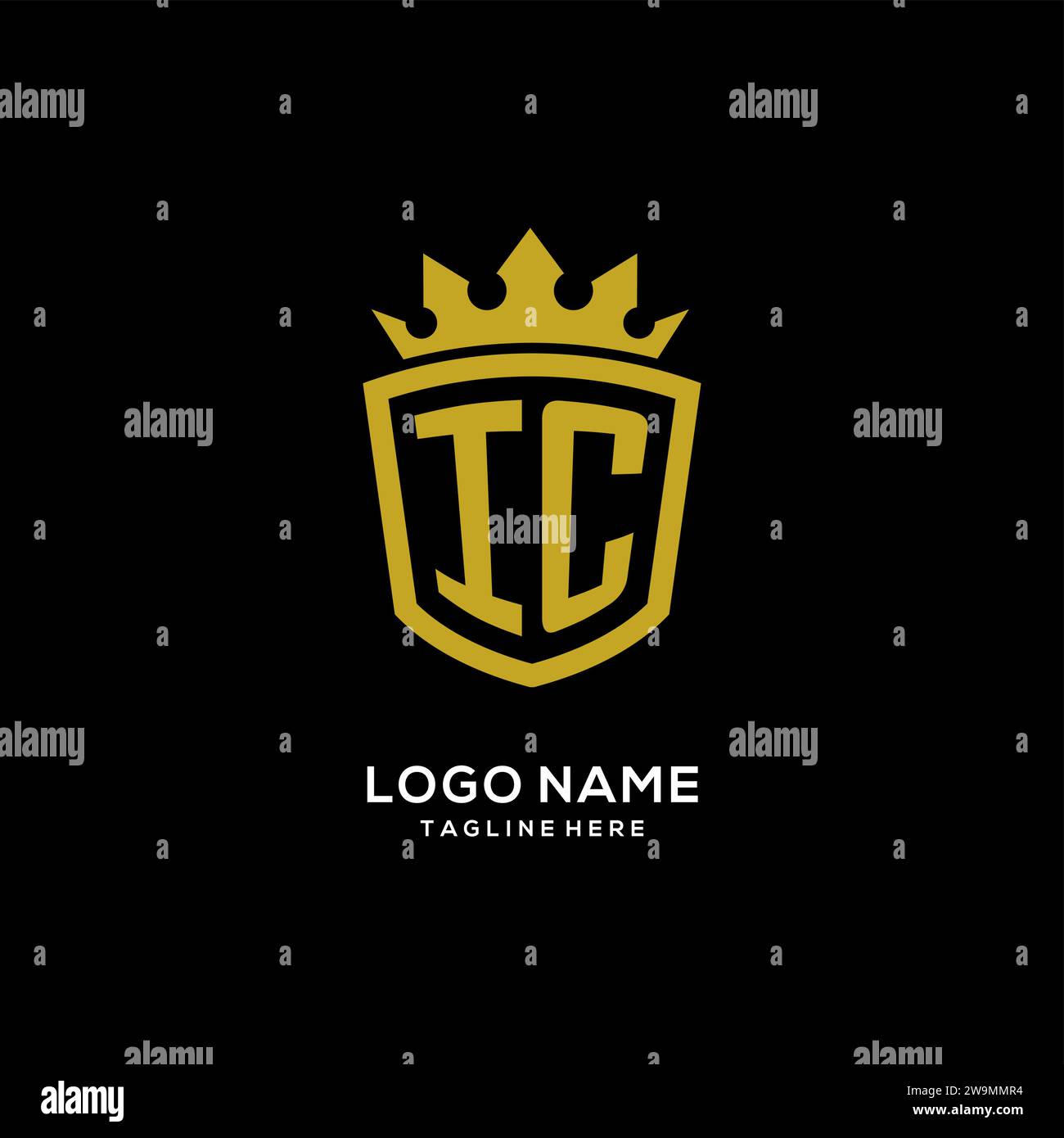 Ursprünglicher IC-Logo-Schild im Kronenstil, luxuriöse elegante Monogramm-Logo-Design-Vektorgrafik Stock Vektor