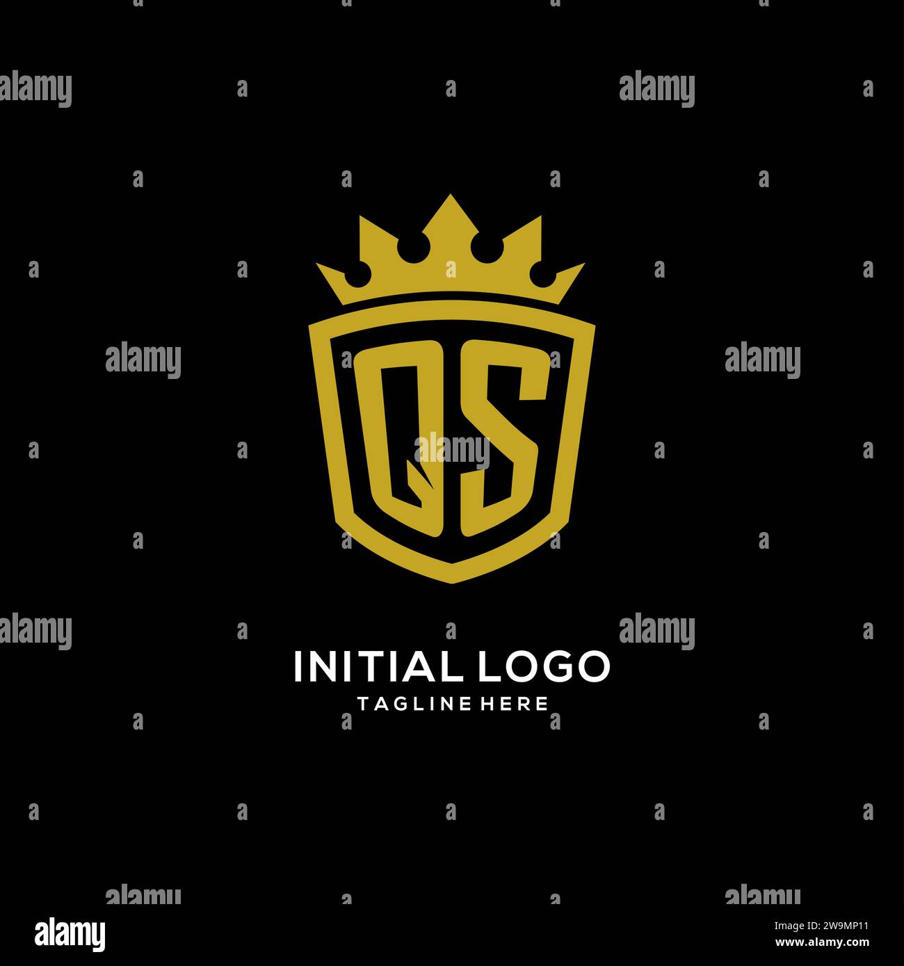 Initial QS Logo Schild Krone Stil, Luxus elegante Monogramm Logo Design Vektor-Grafik Stock Vektor