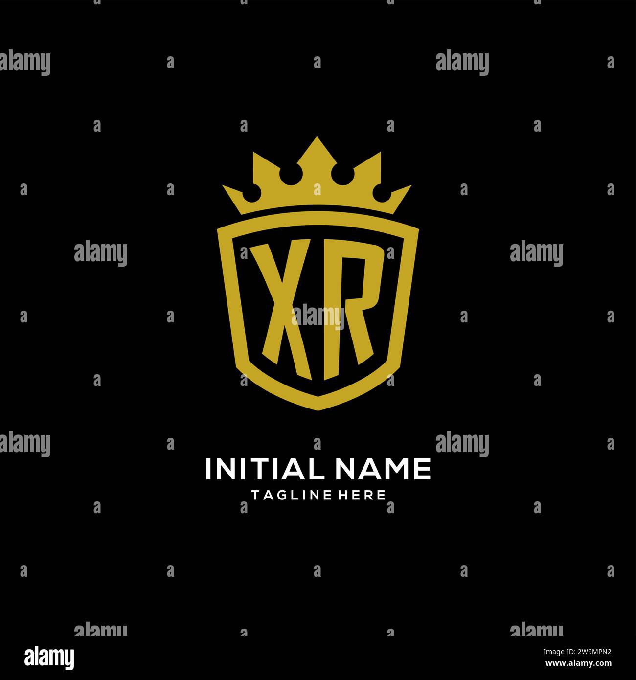 Ursprüngliche XR-Logo-Schild-Krone-Stil, luxuriöse elegante Monogramm-Logo-Design-Vektorgrafik Stock Vektor