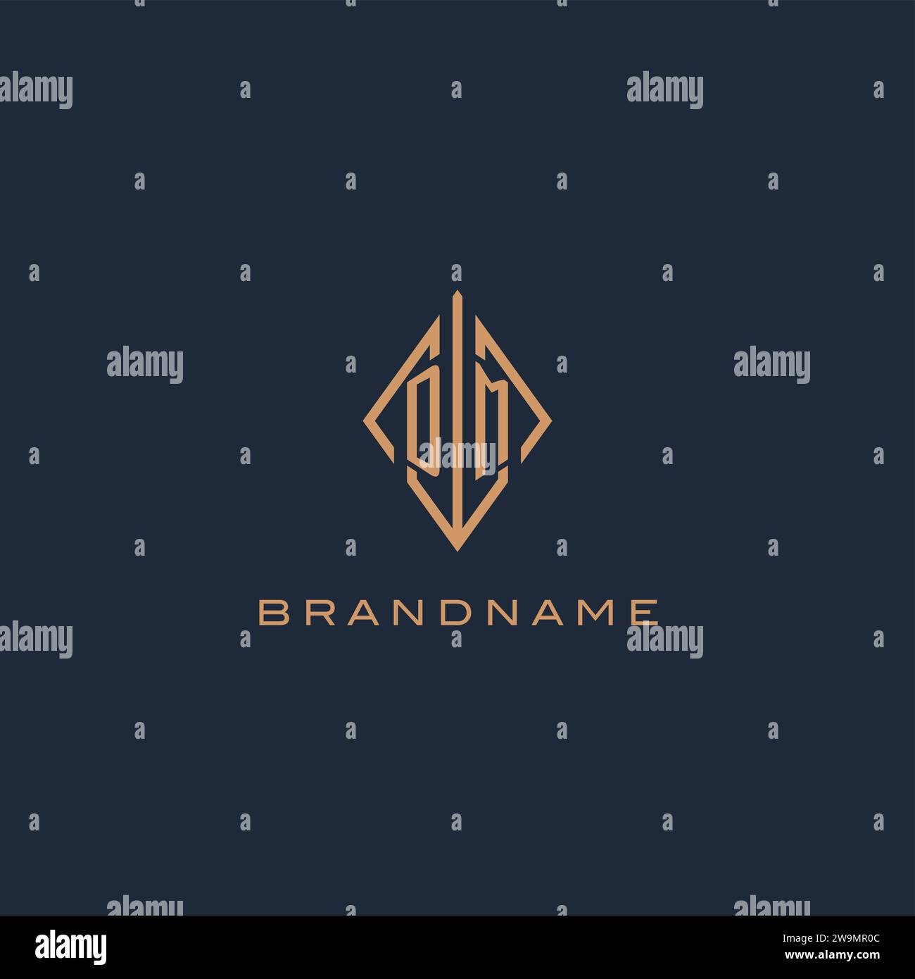 Monogramm DM-Logo mit Rautenmuster, luxuriöse moderne Logo-Design-Vektorgrafik Stock Vektor