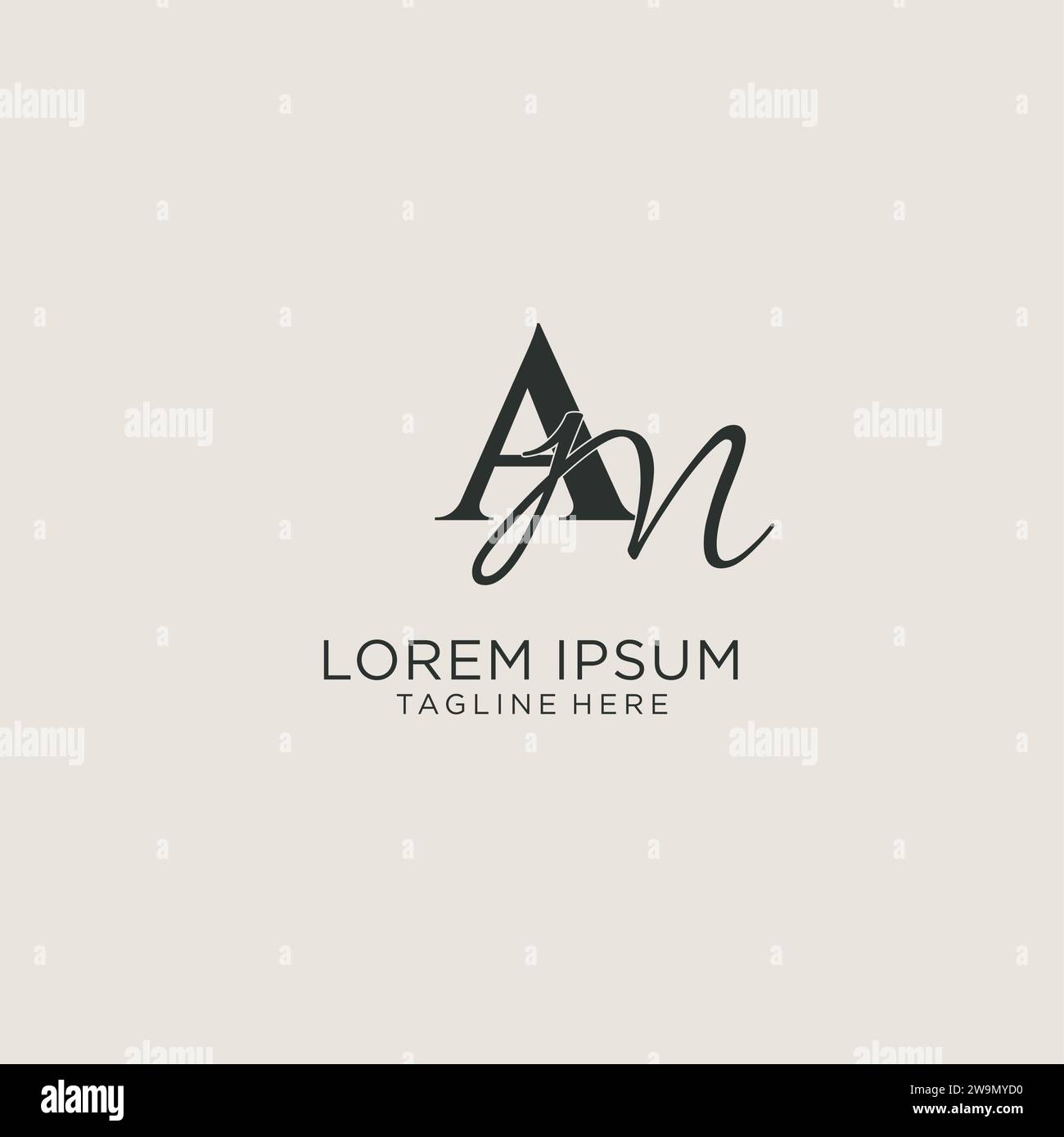Initialen AM Buchstaben Monogramm in elegantem Luxus-Stil. Corporate Identity und persönliche Logo-Vektorgrafik Stock Vektor