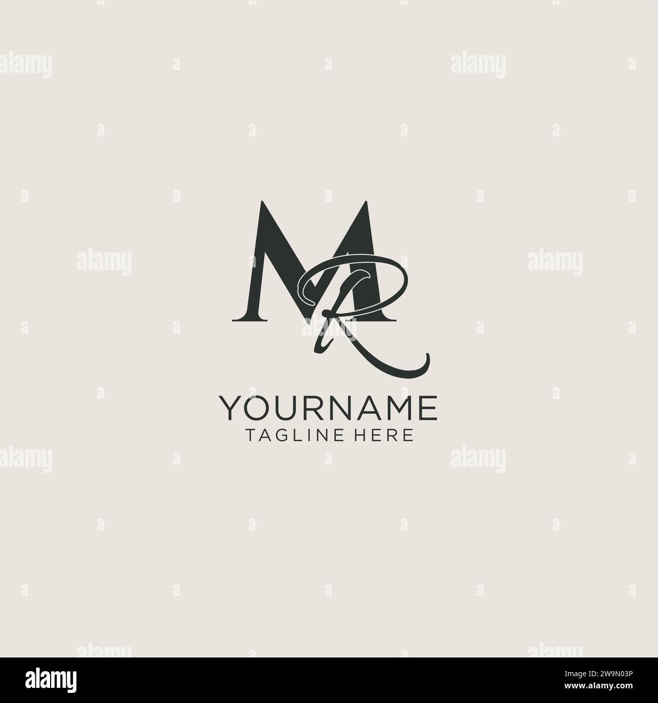 Initialen MR-Letter-Monogramm mit elegantem Luxus-Stil. Corporate Identity und persönliche Logo-Vektorgrafik Stock Vektor