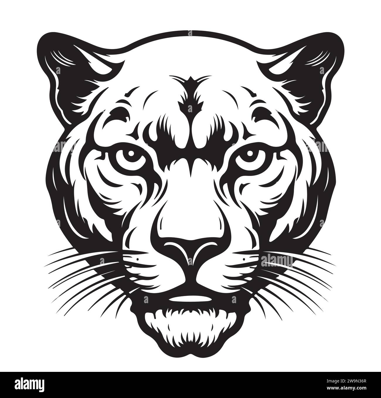 Schwarzes Panther Porträt handgezeichnete Skizze Vektor-Illustration, wilde Tiere Stock Vektor