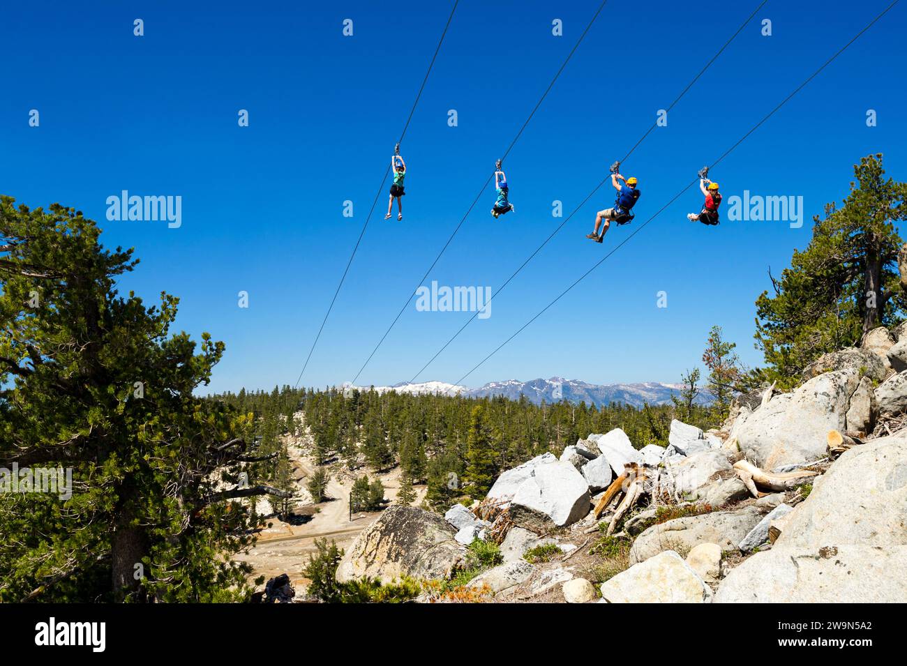 Seilrutsche für Familien, South Lake Tahoe, Kalifornien, USA Stockfoto