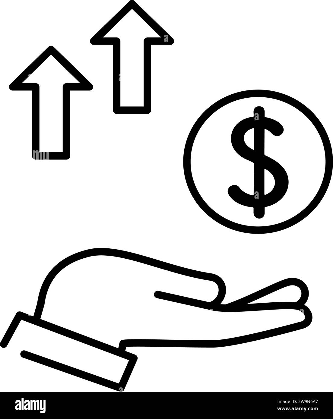 Symbol für rentable Fremdwährungsinvestitionen, einfache Strichzeichnung Illustration, Vektorillustration Stock Vektor