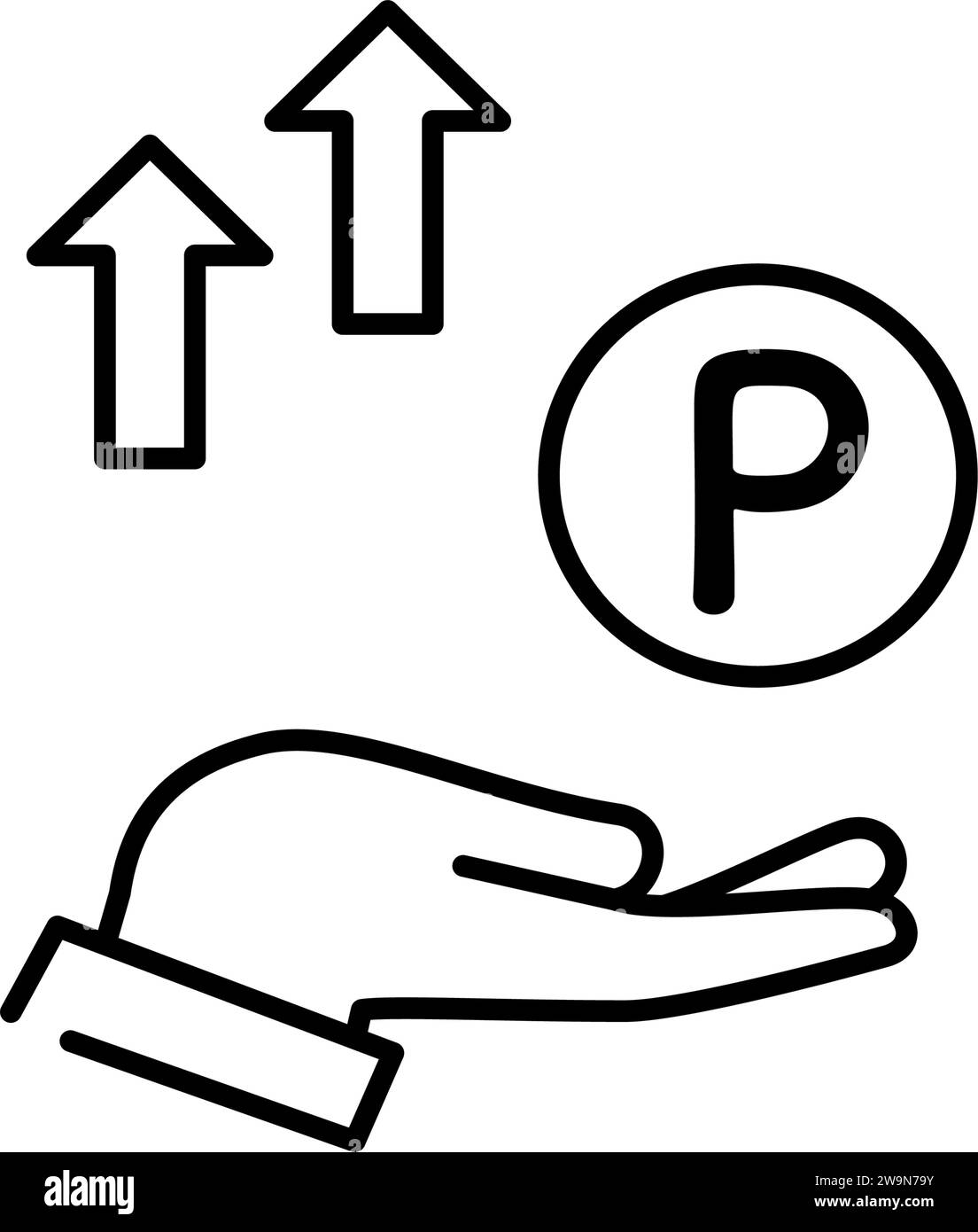 Symbol mit Prämienpunkten Gewinn, einfache Strichzeichnung Illustration, Vektorillustration Stock Vektor