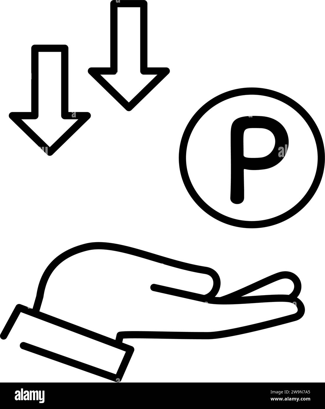 Symbol mit Verlust von Prämienpunkten, einfache Strichzeichnung, Vektorillustration Stock Vektor