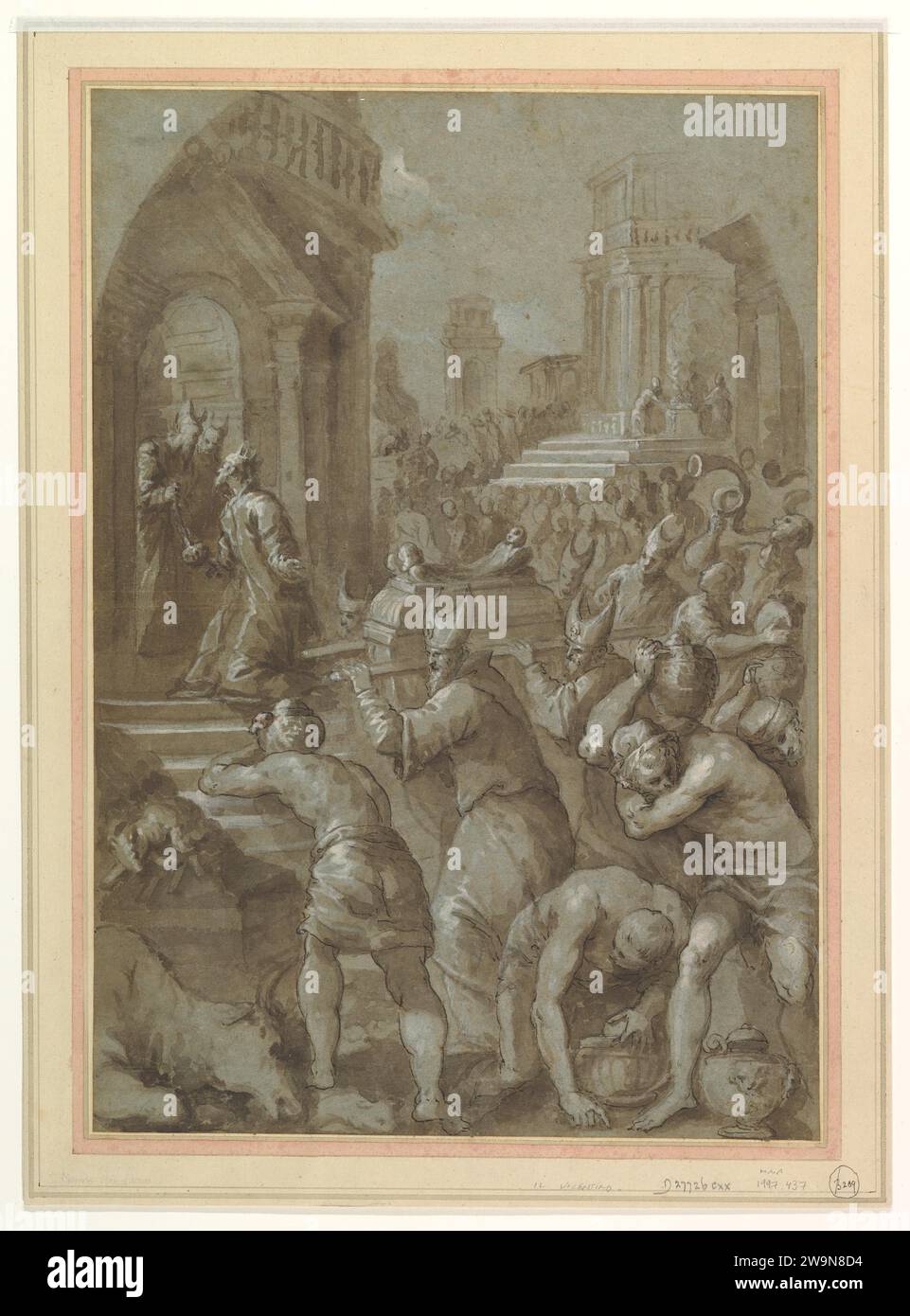 König Salomo sieht, wie die Bundeslade 1997 von Andrea Vicentino (Andrea Michieli) in den Tempel gebracht wird Stockfoto