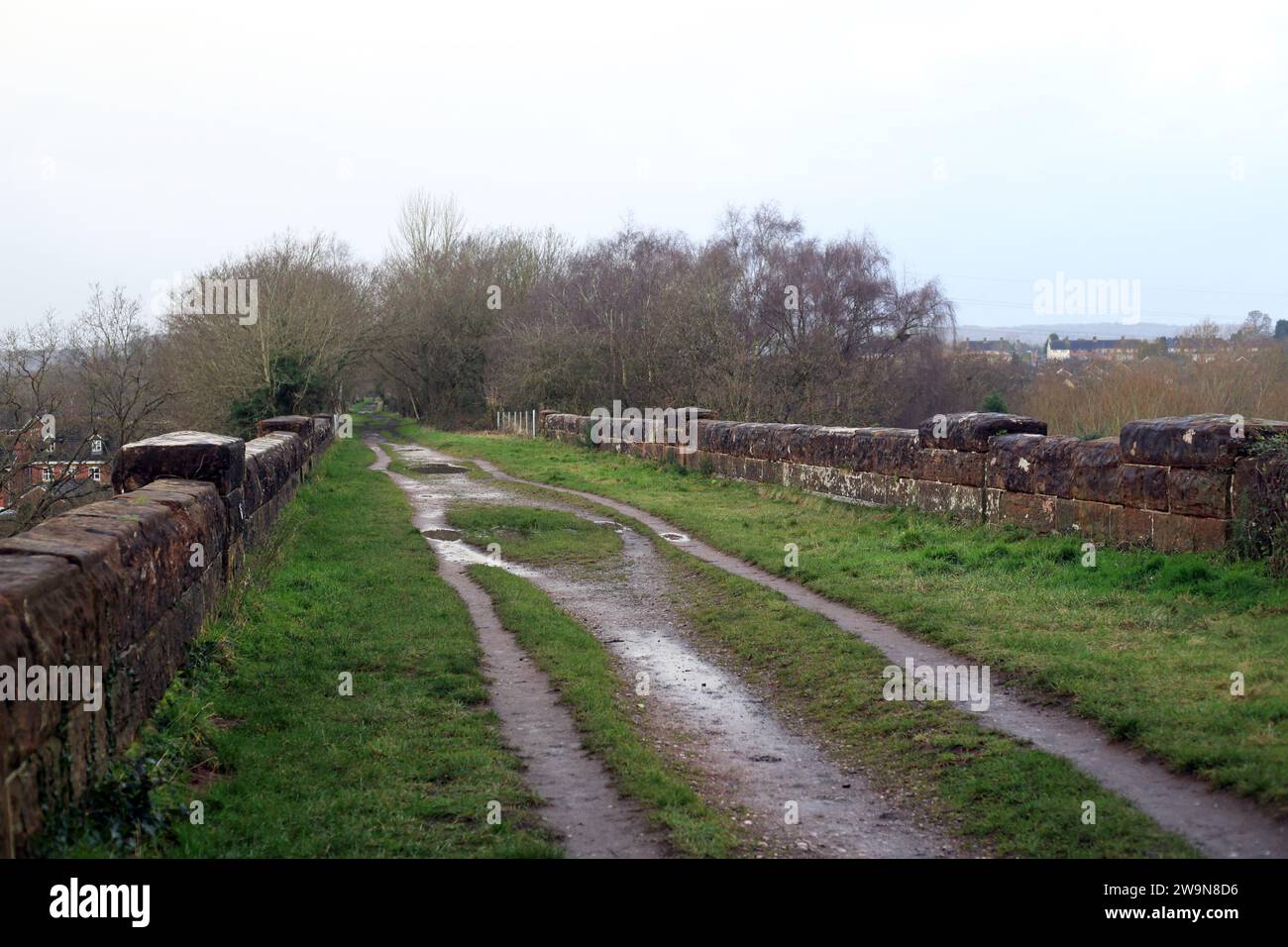 Leapgate alte Eisenbahnstrecke von Stourport nach Hartlebury in Worcestershire, England, Großbritannien. Stockfoto