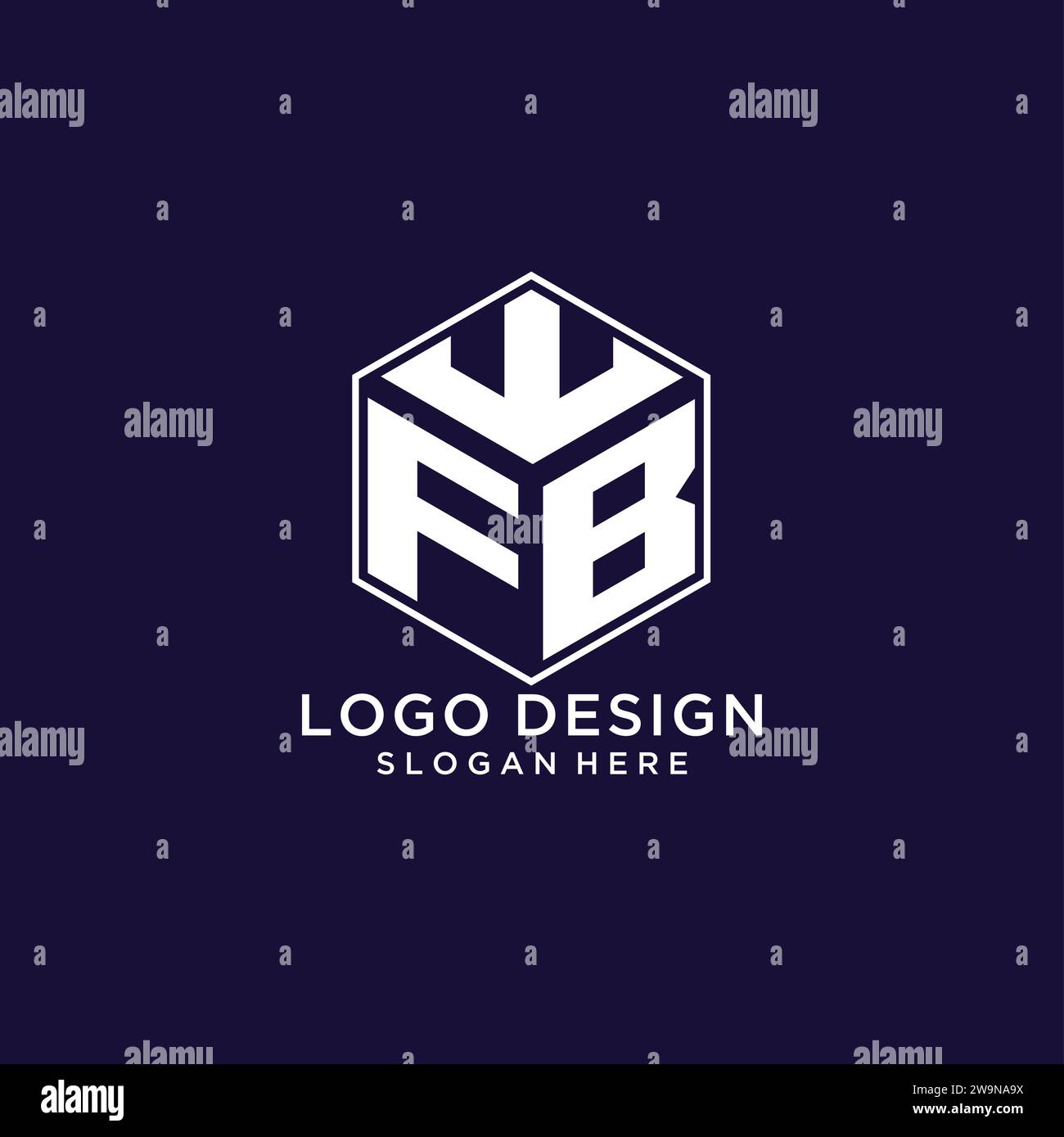 Initialen FB-Logo sechseckige Form, kreatives geometrisches Logo Design Konzept Vektorgrafik Stock Vektor
