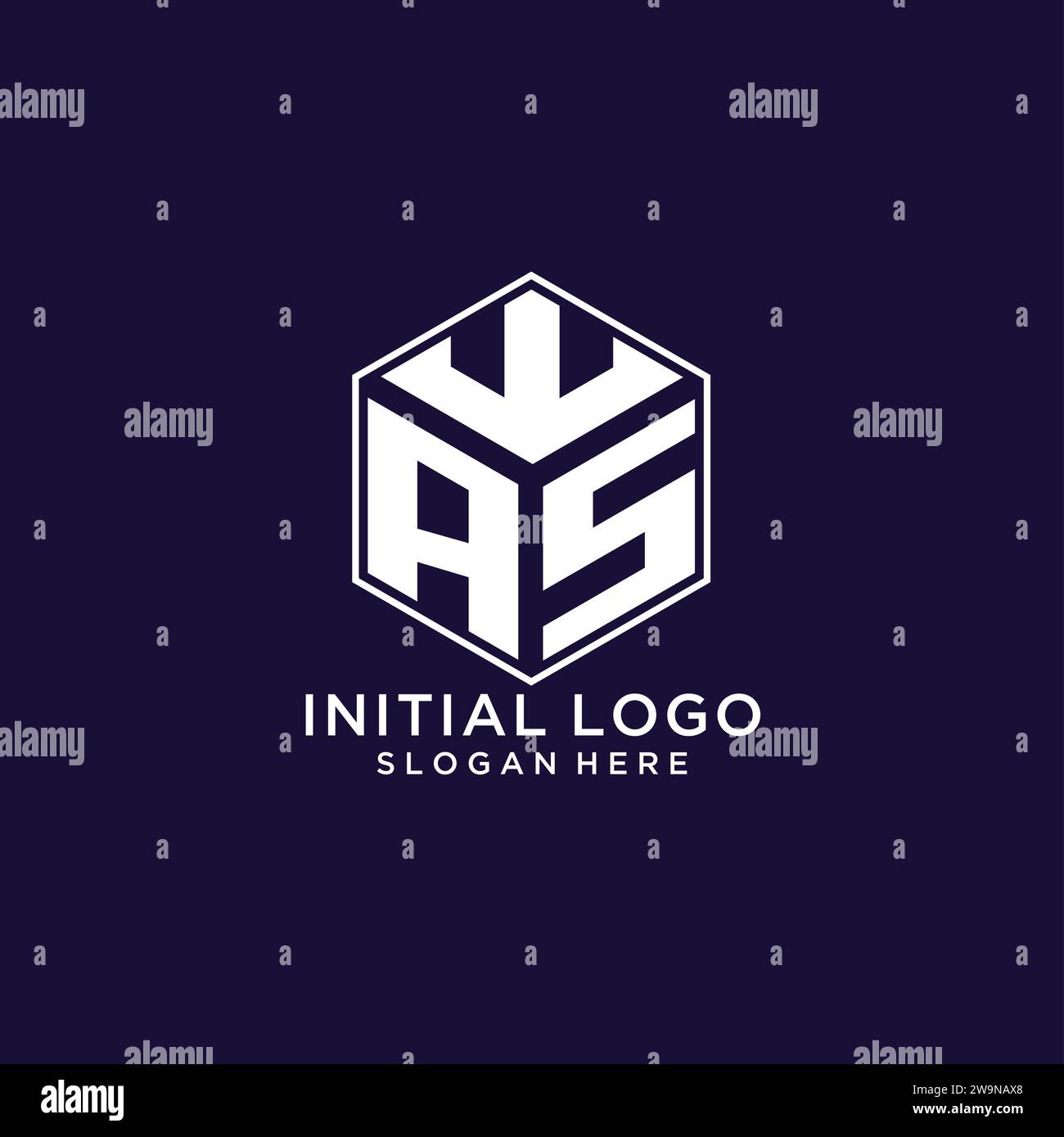 Initialen ALS sechseckige Logo-Form, kreatives geometrisches Logo Design Konzept Vektorgrafik Stock Vektor