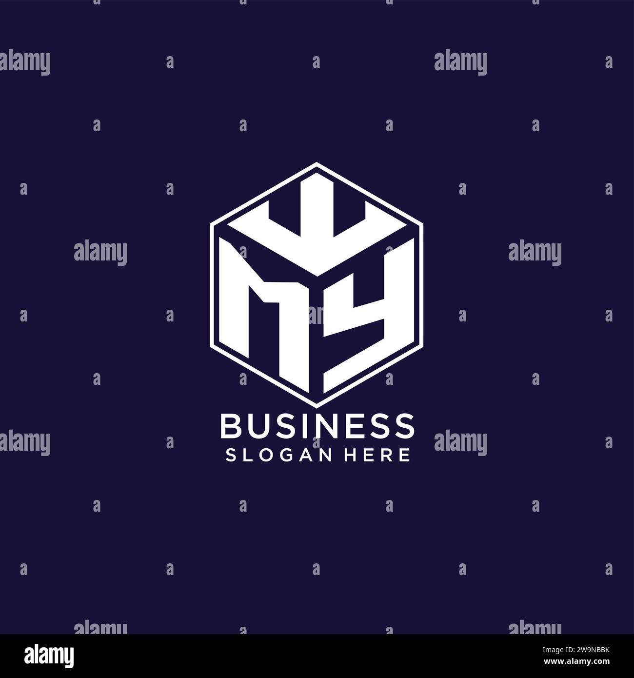 Initialen MEIN Logo sechseckige Form, kreatives geometrisches Logo Design Konzept Vektorgrafik Stock Vektor