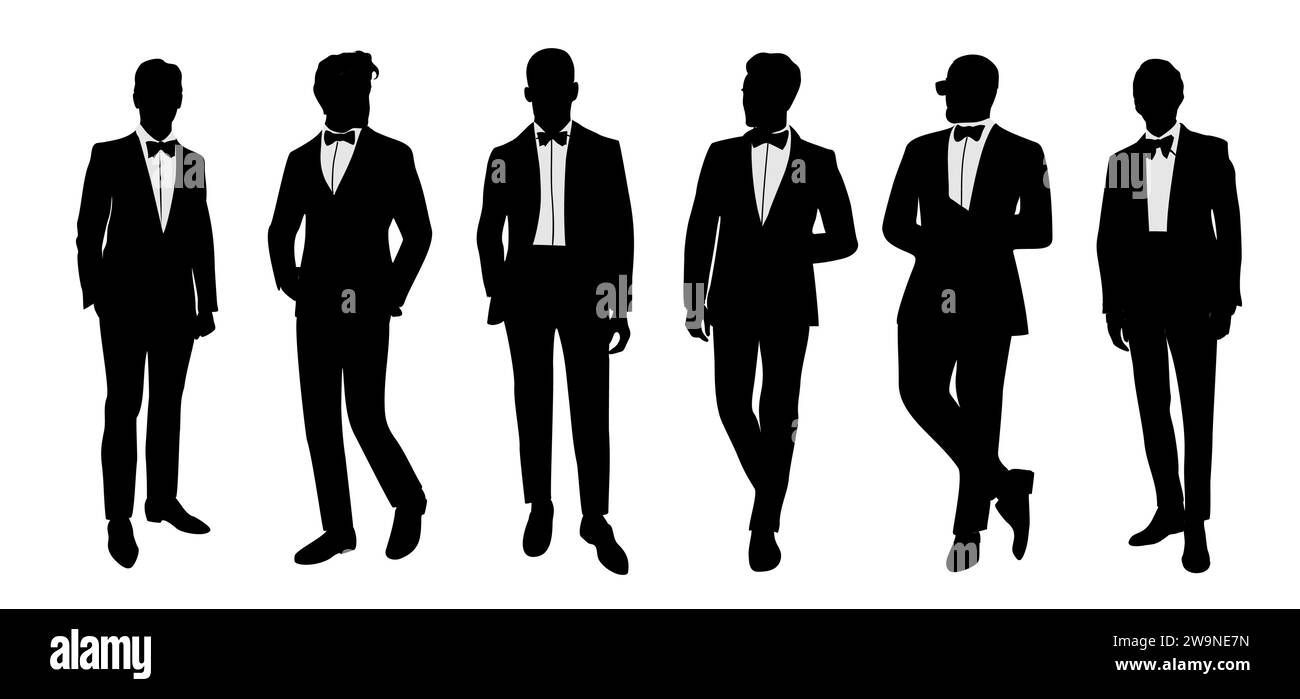 Silhouetten von Geschäftsmännern im Smoking. Stock Vektor