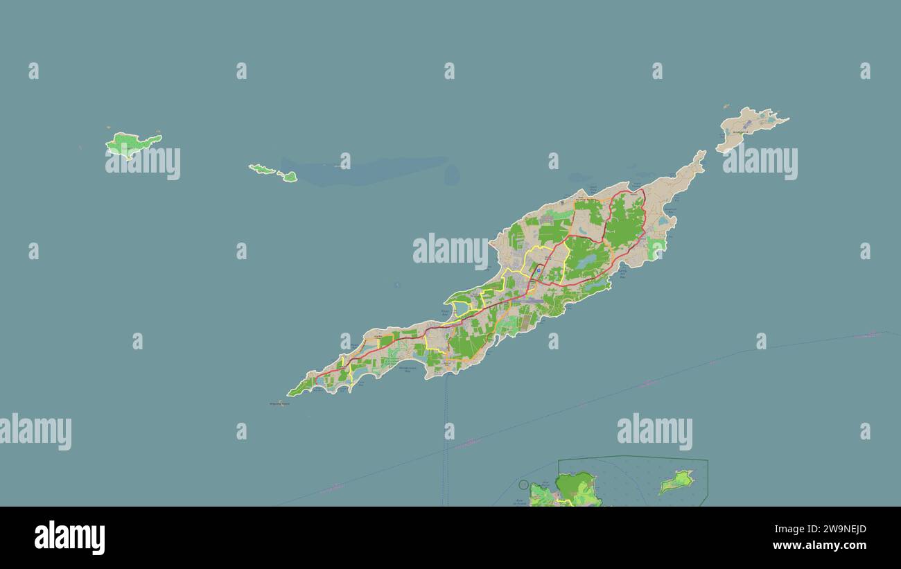 Anguilla skizziert auf einer topografischen Karte im Stil von OSM France Stockfoto